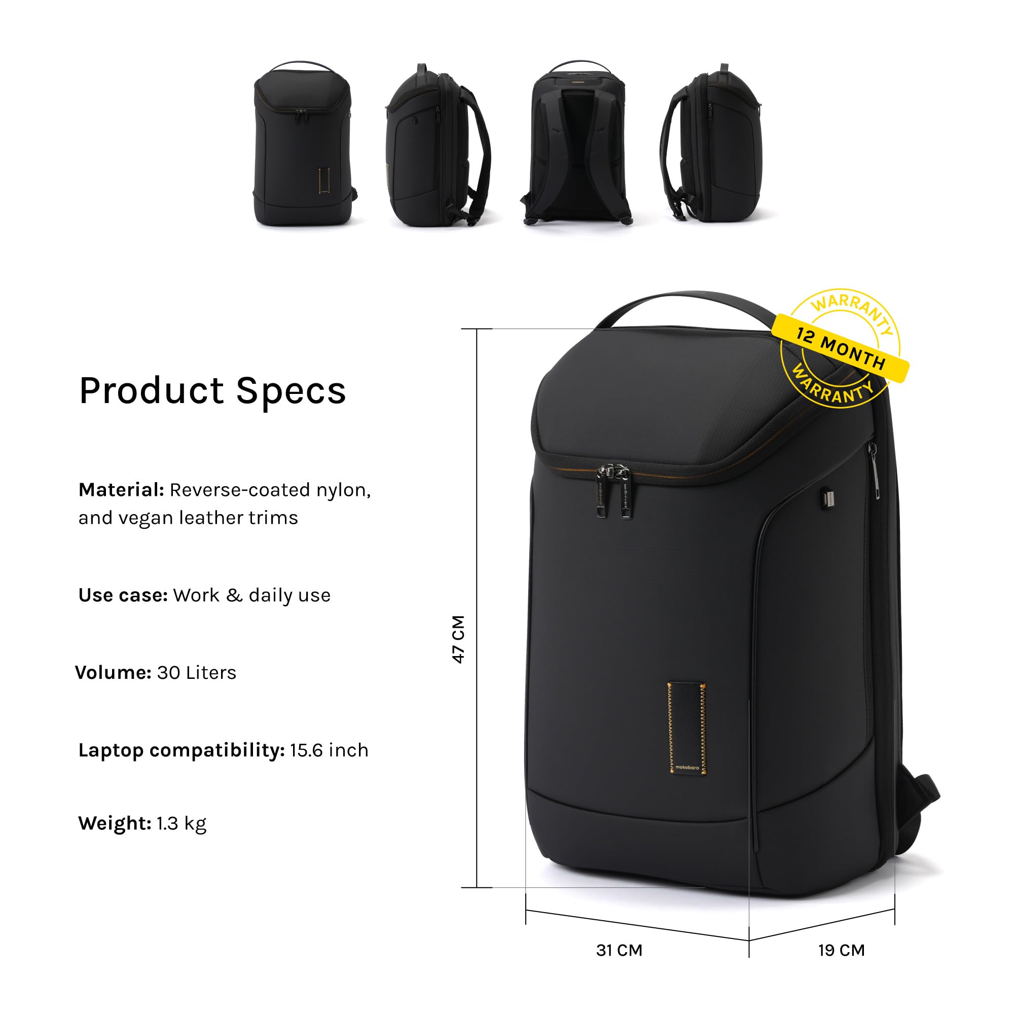 MOKOBARA Transit Z 30L Laptop Backpack 15.6 Inch Office Travel Bag Black — Amazon image 8