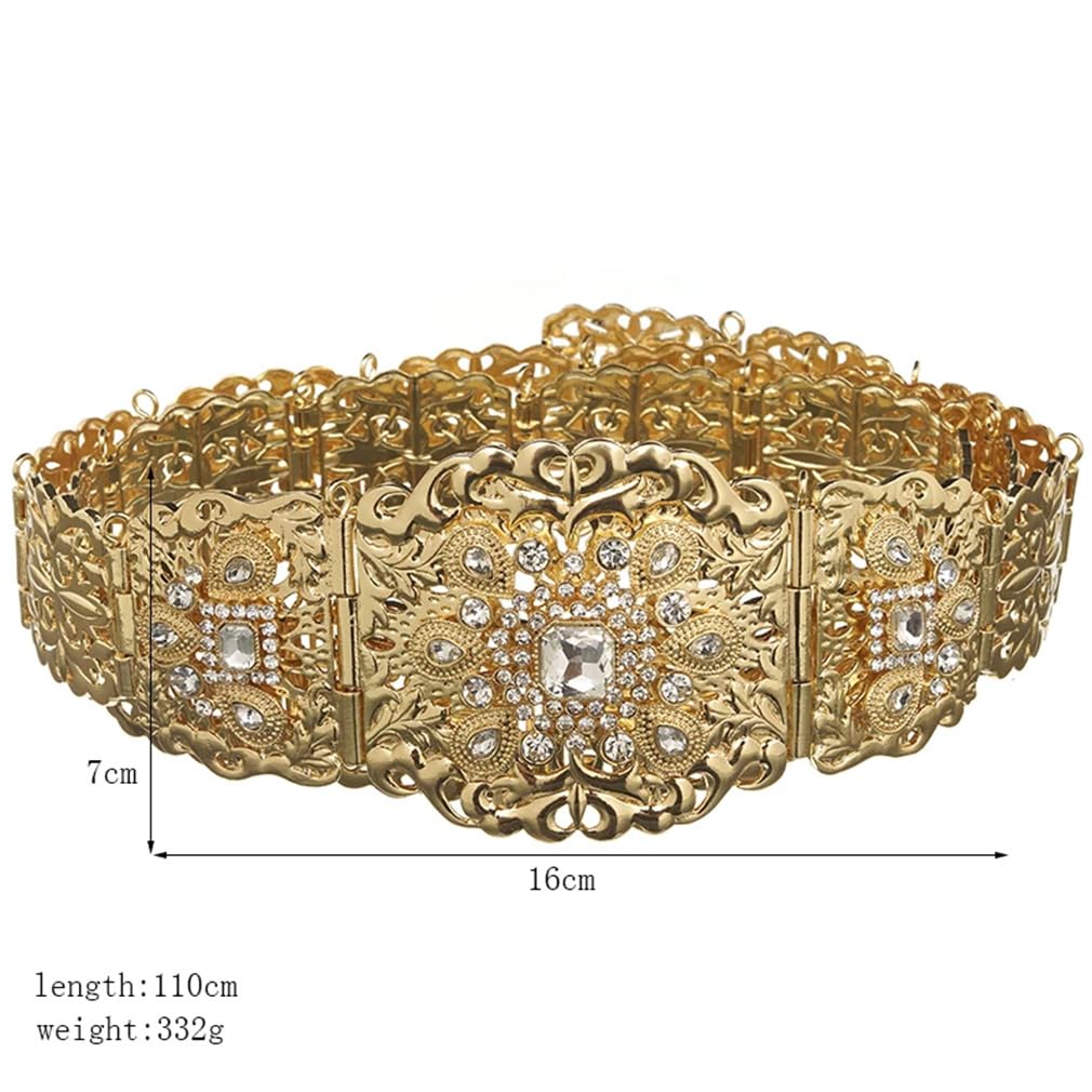 Cinturón Caftán De Joyería De Estilo Marroquí Tradicional Para Mujer, Cinturón De Color Dorado De Boda De Lujo