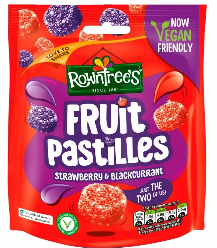 Ellies JelliesRowntree's Fruit Pastilles Strawberry & Blackcurrant Sharing Pouch 143g x1
