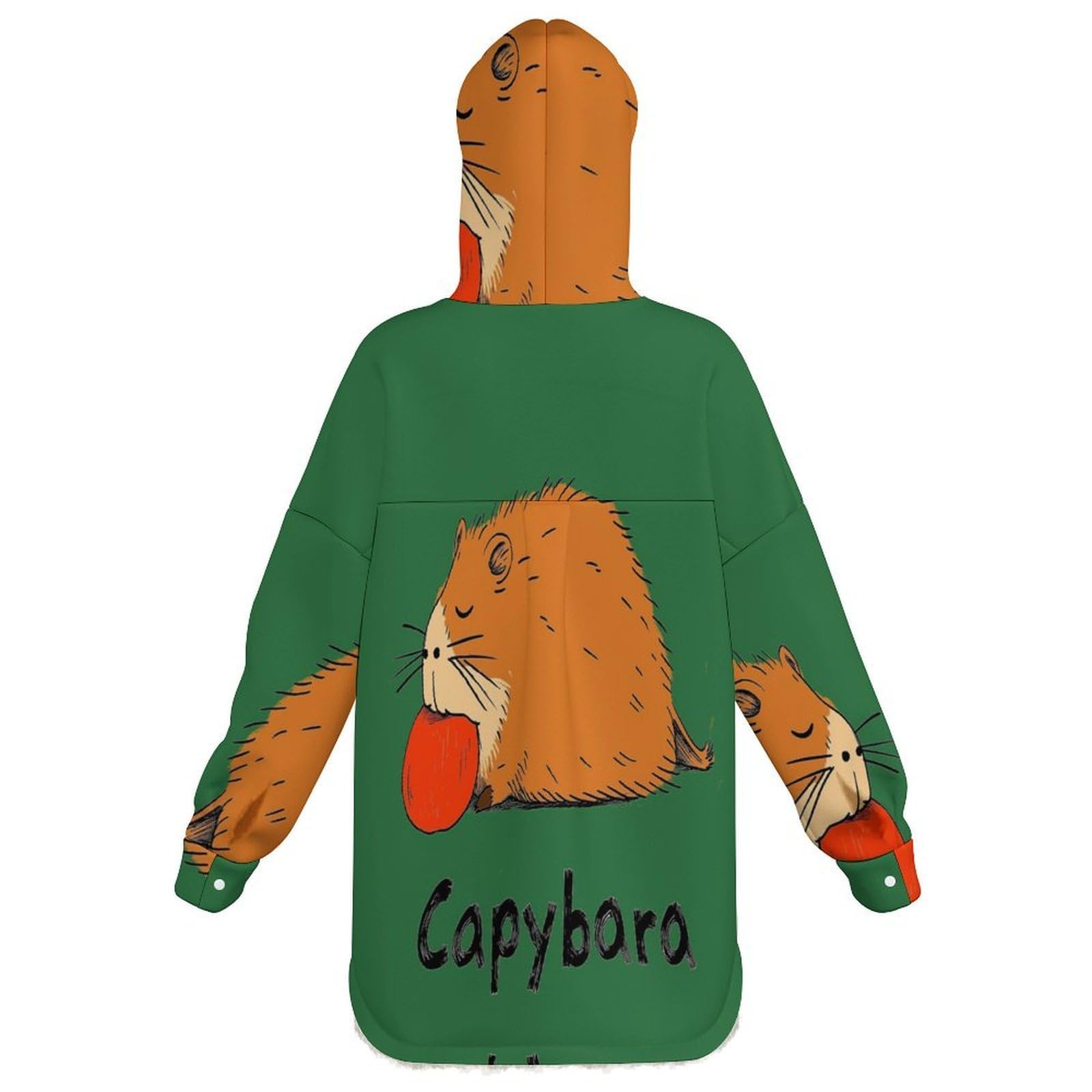 Sudadera Invierno con Capucha de Forro Polar Mujer Lindos Capibaras Cálido Hoodies a Manga Larga Felpa Sudadera con Bolsillos, Verde Oscuro