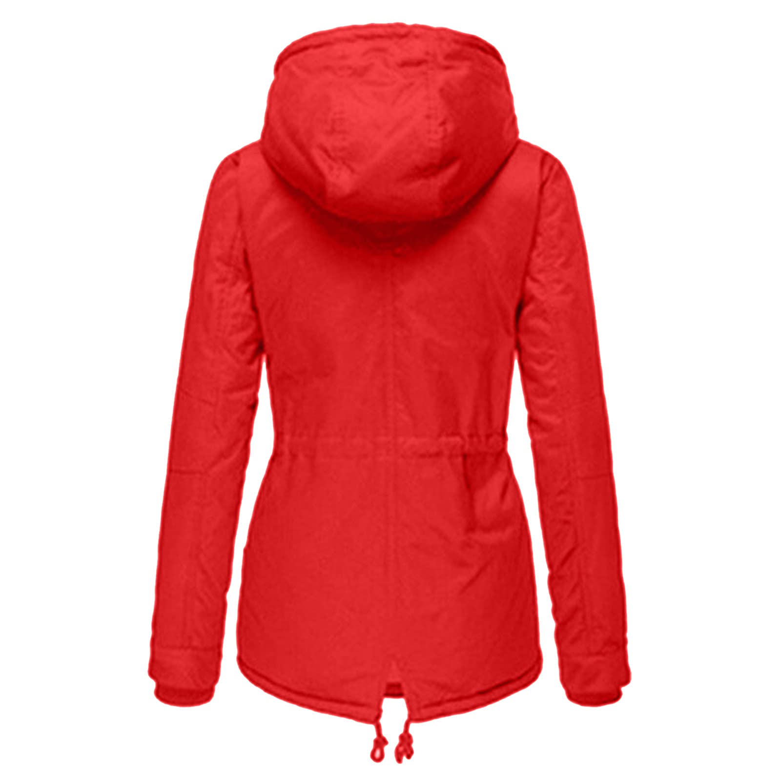 Generisch 2026 Abrigo de invierno para mujer de talla grande Chaqueta de mujer Ropa de exterior gruesa Abrigo con capucha forrado Abrigo cálido Trench para mujer (rojo, XXL)