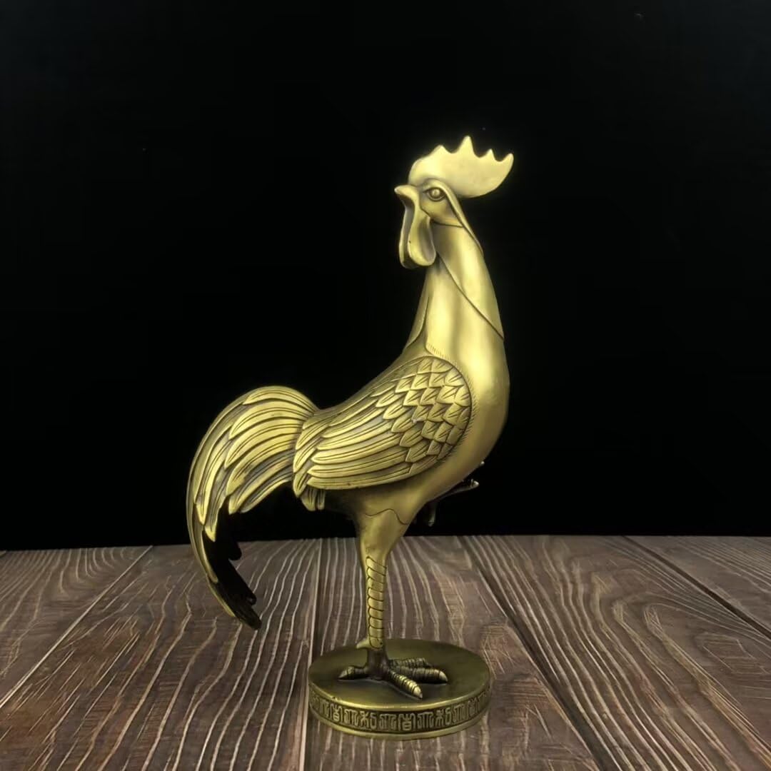 Dytartzx 18* Pure Copper Rooster Statue Home Decoration Feng Shui Good Luck Wealth