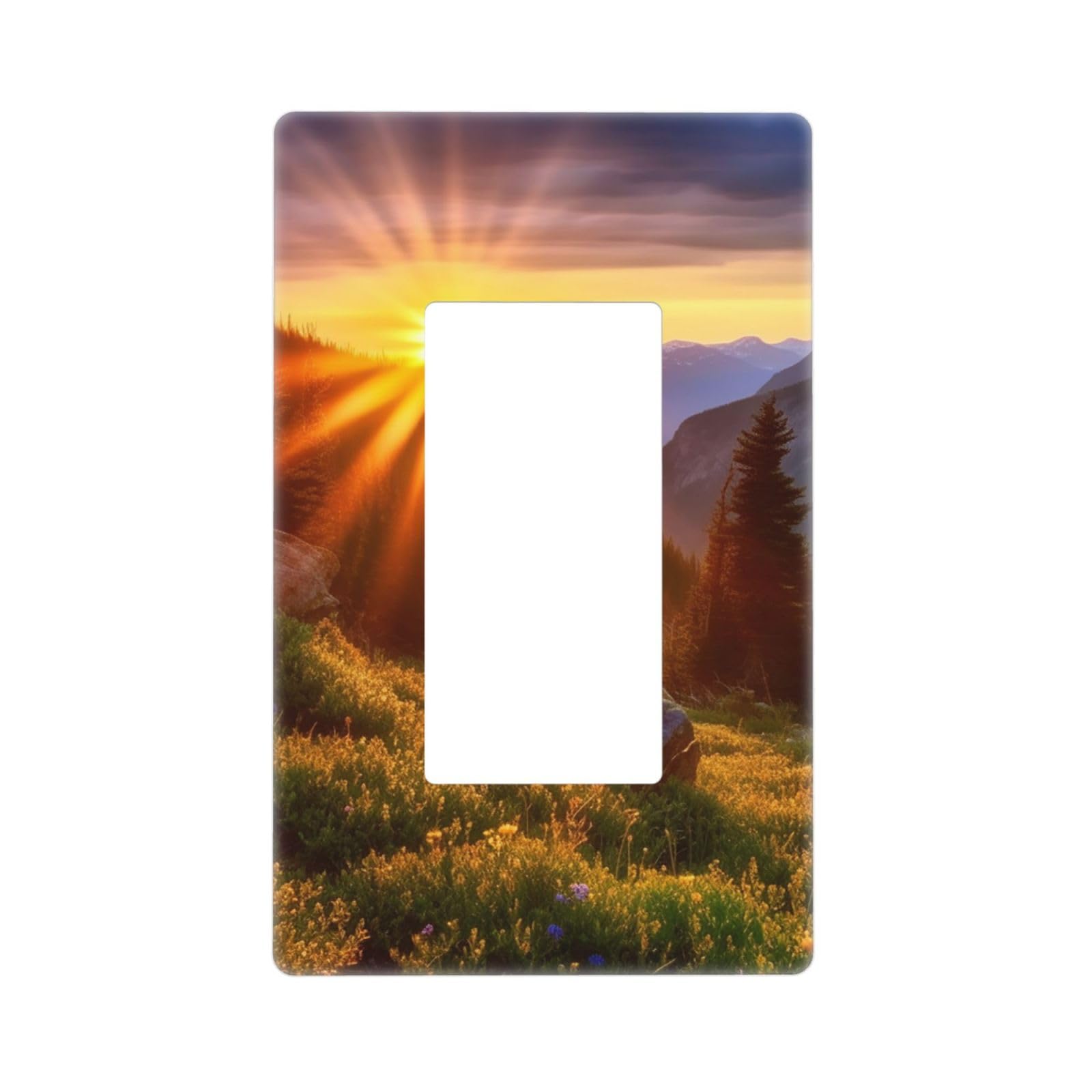 Rocky Mountain Sunset Sunshine Wall Plate Cover 1 Gang Light Switch Cover Decorative Single Duplex Wall Plates Standard Size Decorator Blank Electrical Switch Plate Cover for Electrical Outlets
