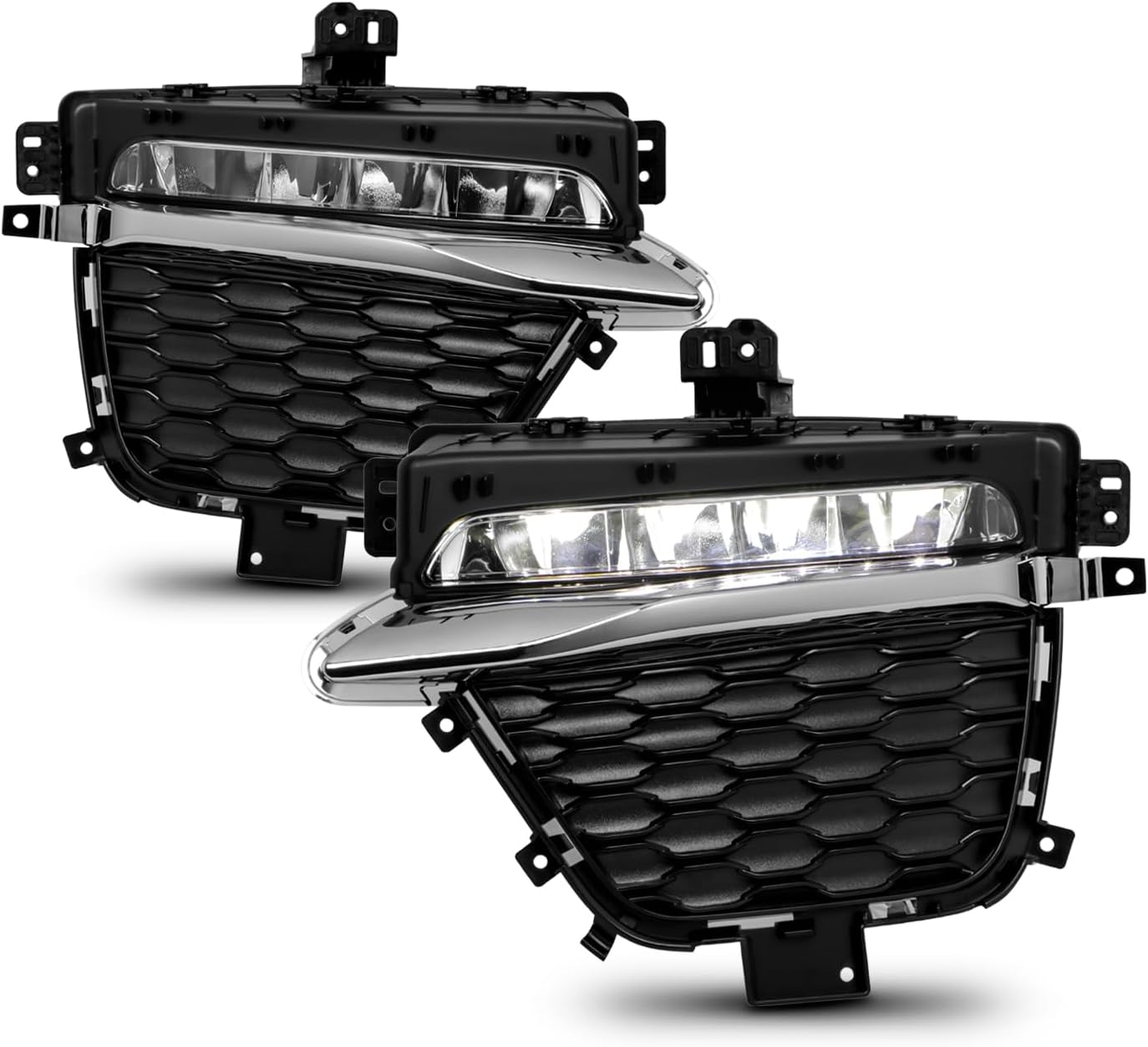 AKKON - Fits 2022-2024 Jeep Grand Cherokee [Two-Row Model] LED Fog Lights Pair Left+Right w/Wire Harness Power Switch