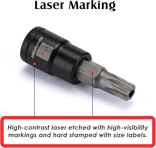 Miniatura 6 de MIXPOWER Juego de 9 piezas de dados Torx de 14 de pulgada, enchufes Torx a prueba de manipulaciones, enchufes CR-V y brocas de acero S2, TT10 - TT50