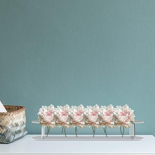 Miniatura 9 de Jarrón de flores de acrílico rectangular, centro de mesa floral, florero de acrílico transparente con 12 agujeros, diseño elegante perfecto para