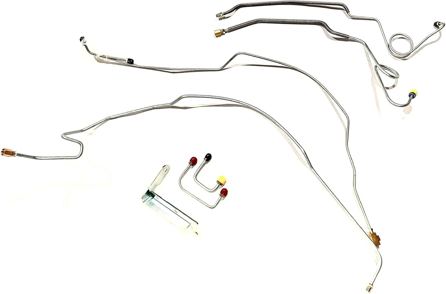 Prebent Stainless Brake Front Brake Line Kit for Disc Conversion using Aftermarket Brass Valve. Fits 67-70 Chevy C10 Trucks