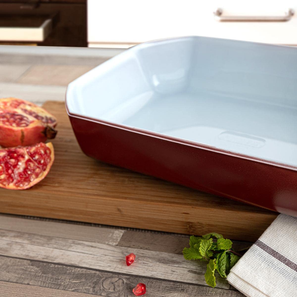 PYREX COLORS Fuente Rectangular Horno Rojo Boro 33X22Cm, 3,2L
