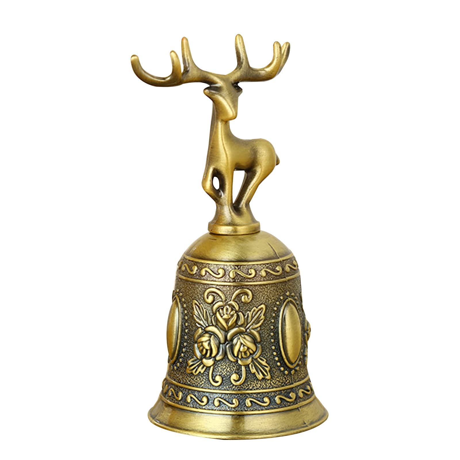 MALSSE Zinc Alloy Handheld Hand Call Deer/Christmas Tree Handle Service Gifts Dinner Table Decorations Hand Call Bells for Adults