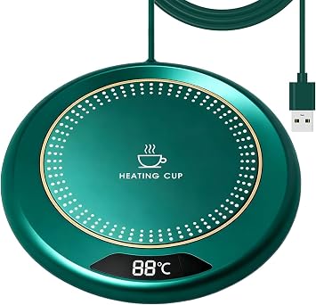 Coffee Mug Warmer, USB Cup Warmer with 3 Temperature Setting55-75 , Smart Touch Heated Coaster Electric Coffee Warmer for Desk 8H Auto Shut Off for Tea Milk Warmer Office Home Green