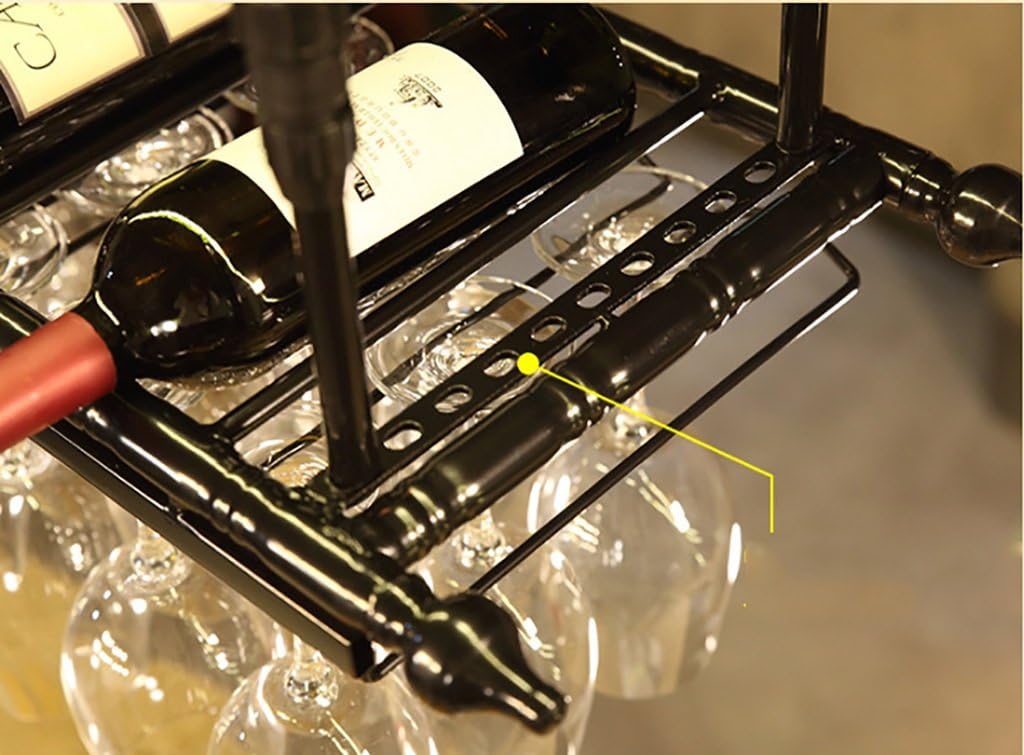 Ceiling Mounted Metal Wine Glass Holder and Red Wine Bottle Rack Elegant Glassware Storage for Home Bar Kitchen or Dining Room Space Saving Design