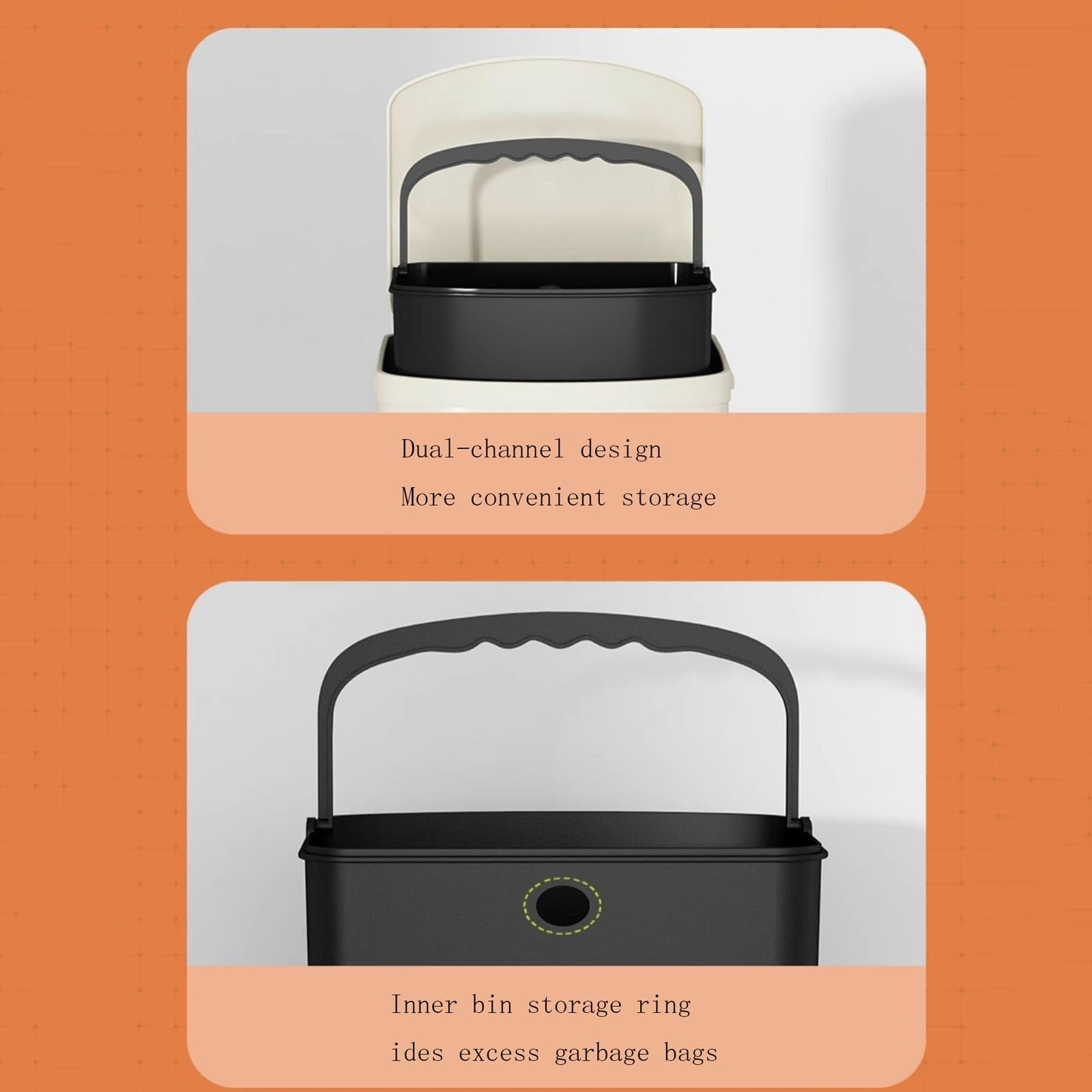 Papelera Papelera De Baño Con Pedal Y Contenedor Interior Desmontable bote de basura de cocina(Negro,Pequeño)