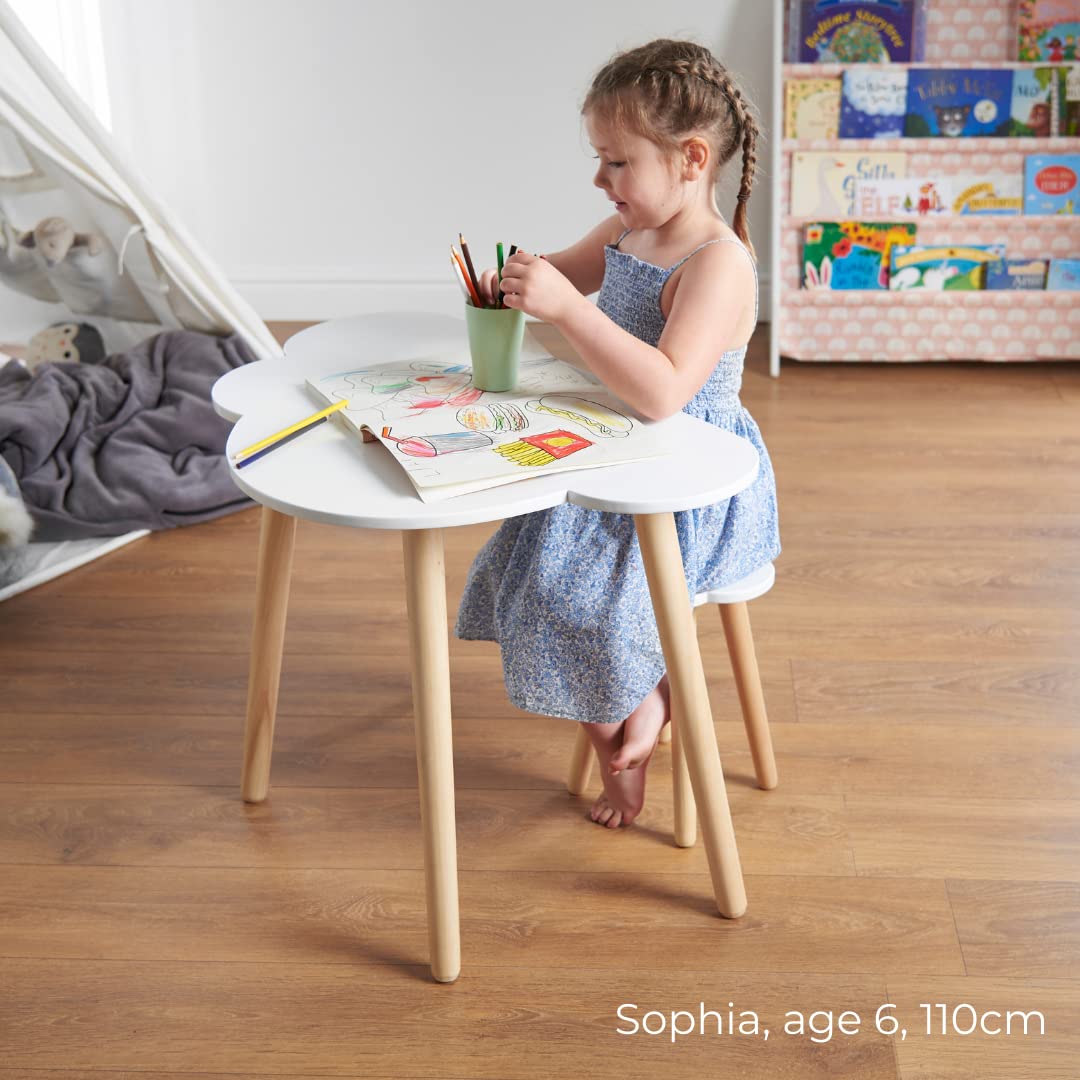 Haus Projekt Scrivania per Bambini e Sabello a forma di Nuvola (4-8 anni), Tavolo Scrivania in Legno per Bambini con Sgabello, Mobili per Bambini, Banco Scuol,a Tavolo per Attività, Cloud desk