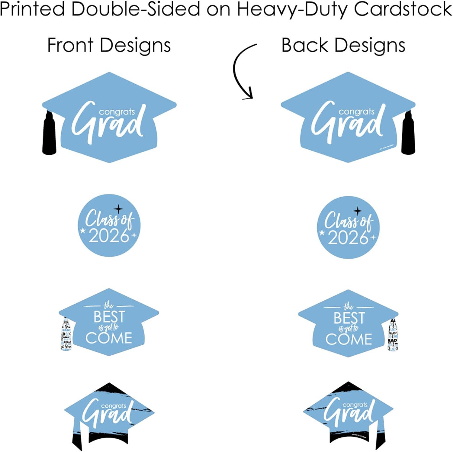 Big Dot of Happiness 2026 Light Blue Graduation Party Centerpiece Sticks - Showstopper Table Toppers - 35 Pieces