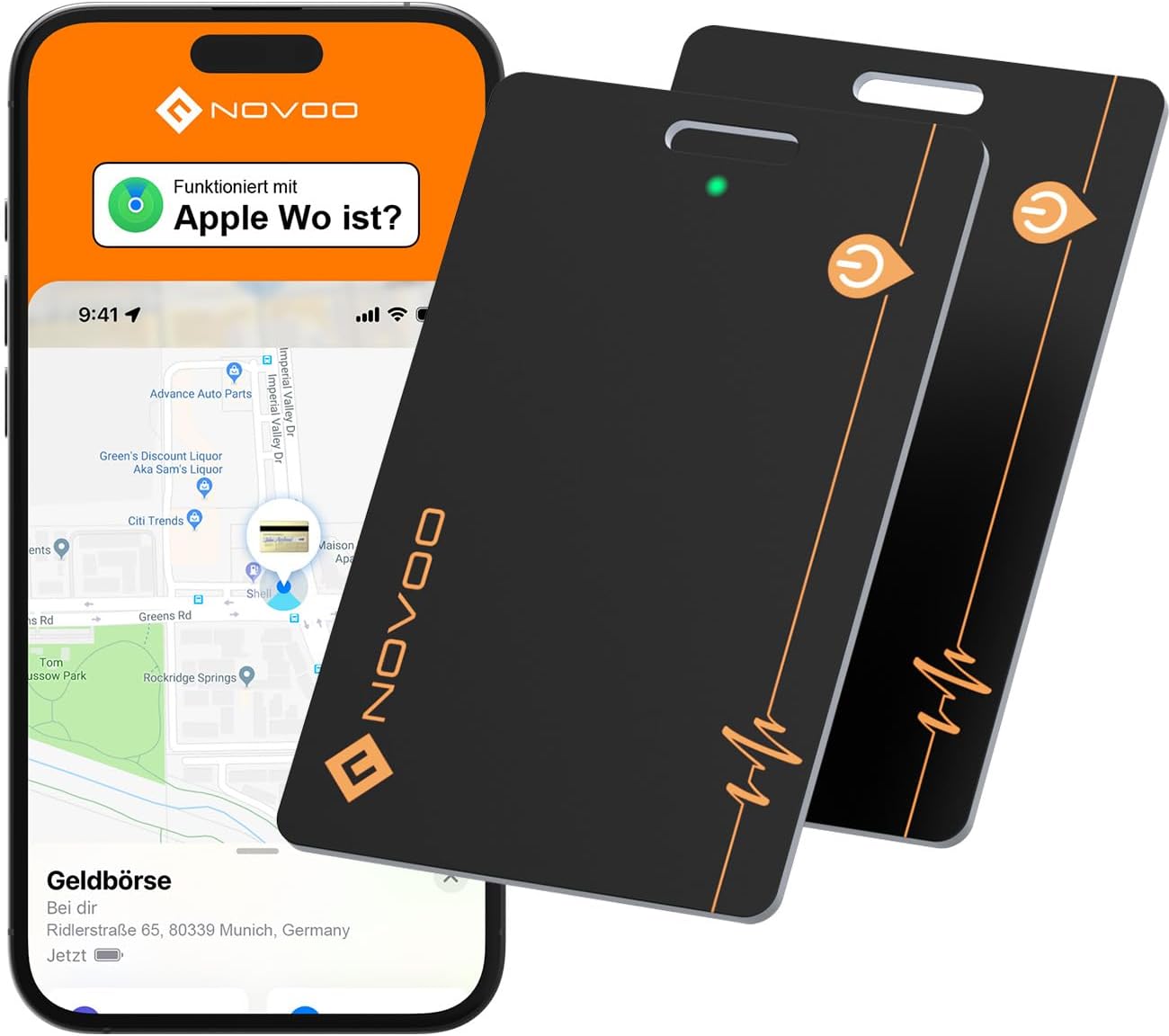 NOVOO Thin Wallet Tracker Rechargeable Pack of 2 Air Tag Card with Apple Find My (iOS Only) Smart Bluetooth Wallet Finder IP68 Waterproof SmartTag Card Compatible for Wallet, Luggage