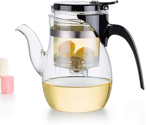 Miniatura 2 de B-06 - Tetera de vidrio con infusor extraíble, hojas sueltas, 20.3 fl oz (20 oz), apta para estufas