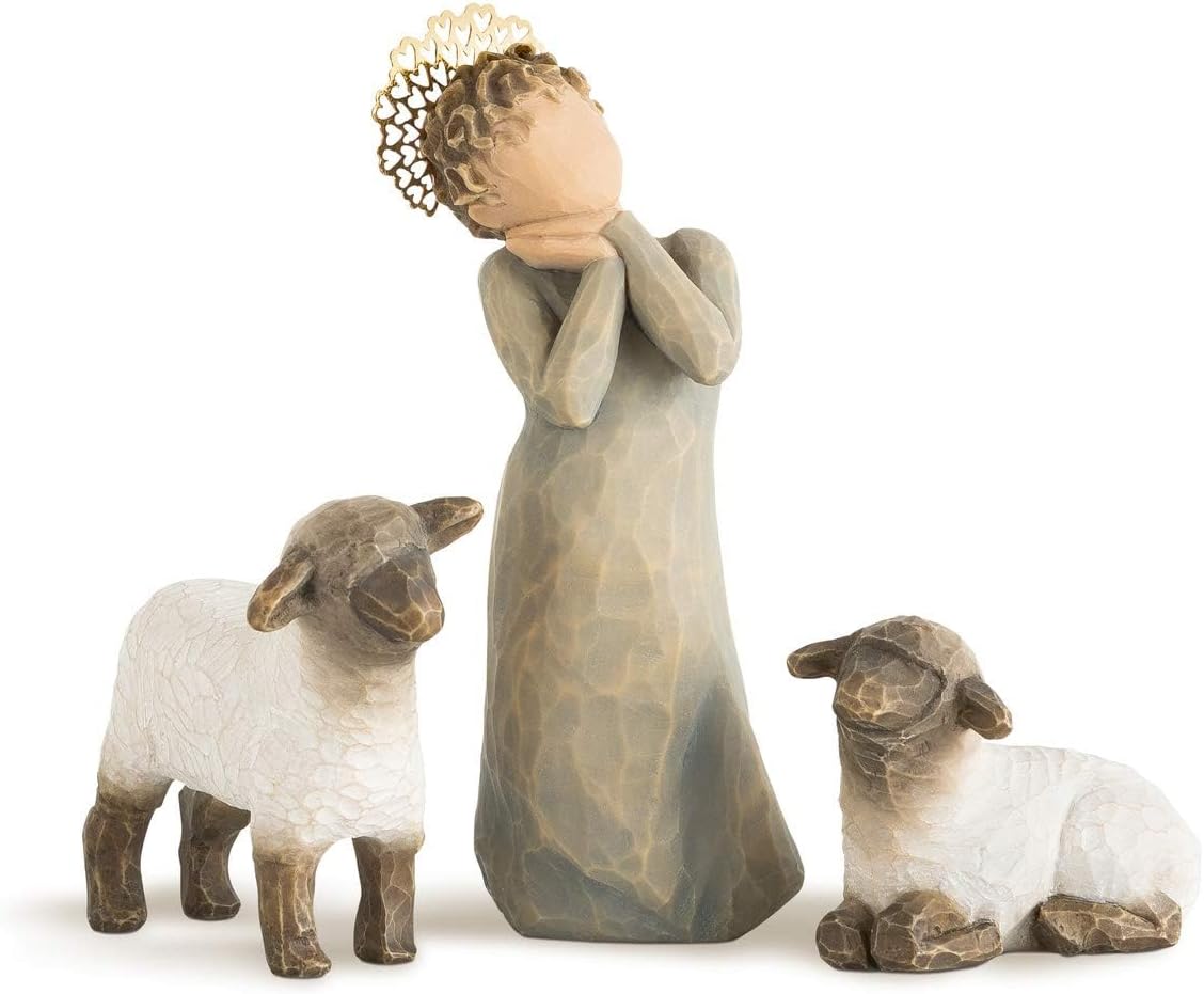 Willow Tree Little Shepherdess, Sculpted Hand-Painted Nativity Figures, 3-Piece