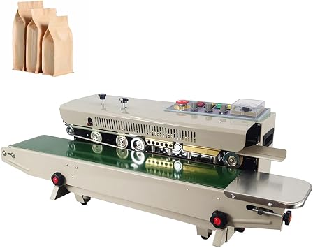 INTSUPERMAI Continuous Sealing Machine Film Band Sealer Horizontal Coding Sealer FRD-1000-II Ink Wheel Printing and Sealing Machine Aluminum Foil Film Plastic Bag Packing Equipment 110V