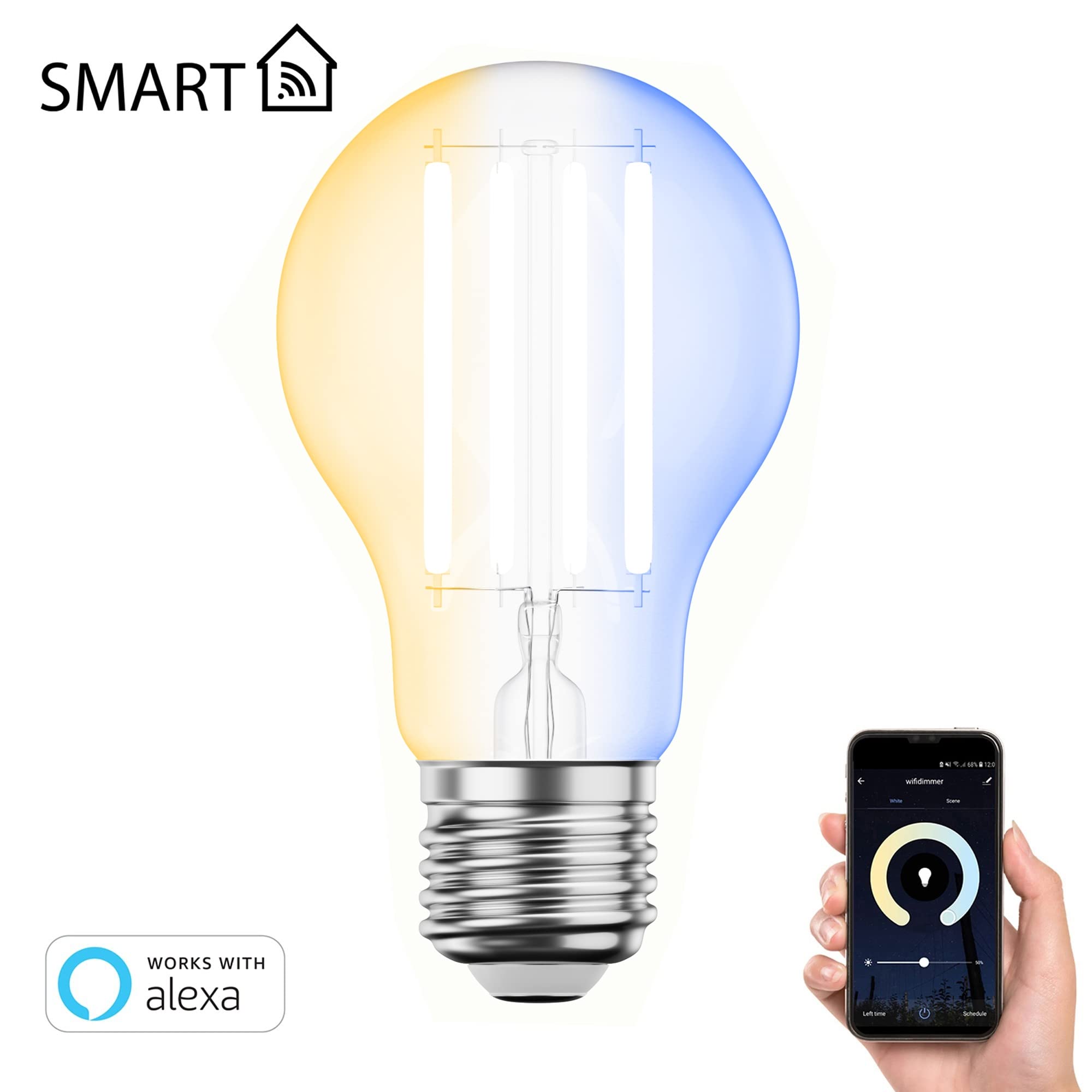 ledscom.de 10x bombillas LED E27, A60, blanco cálido - blanco frío (2700-6700 K), 7 W, 1005lm, Smart Home, WLAN, Alexa