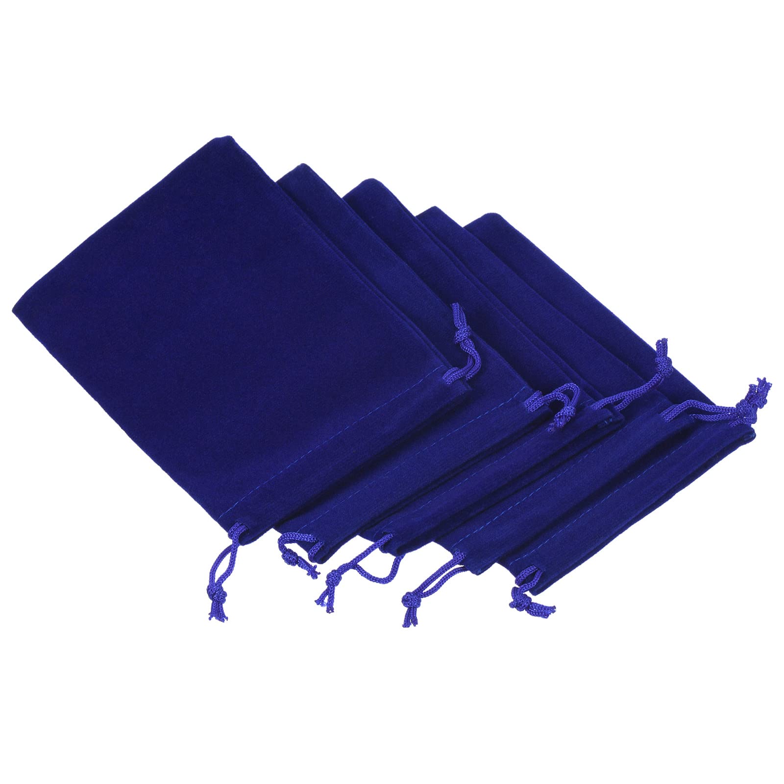 PATIKIL 14x10cm Microfiber Pouch, 5Pcs Soft Storage Drawstring Gift Bag for Glasses Wedding Dark Blue