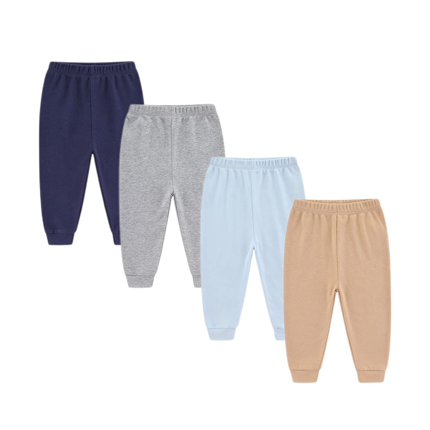 Unisex Newborn Baby Cotton 4-Pack Pants Embroidery Pringting Casual Leggings 0-24 Months for Boys and Girls