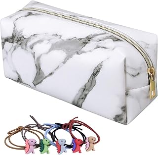Borsa per Cosmetici in Marmo, Astuccio Trucchi Borsa da Toilette Impermeabile Beauty Case Trousse per Trucchi da Viaggio Pelle PU Astuccio Porta Penne per Donna e Ragazza