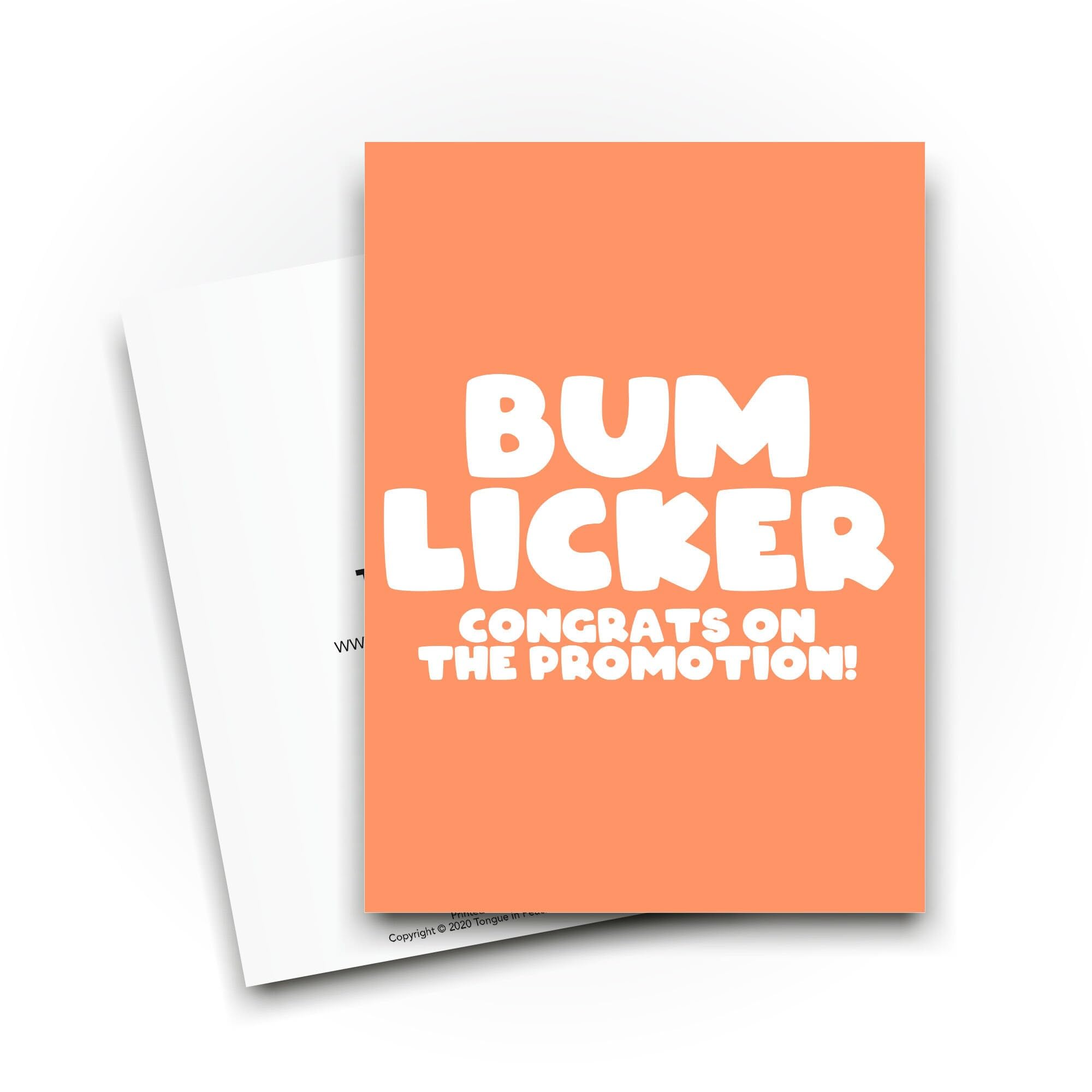 Tongue in Peach Funny Advertising Card - New Job Card - Bum Licker Congrats on the Promotion - Funny Colleague Cards - CBH1931