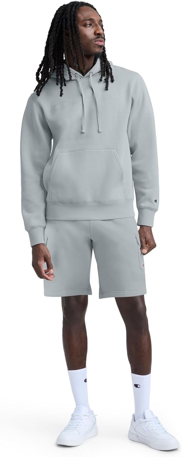 Champion Men's Pullover Graphic Fleece Hoodie, Standard Fit, Midweight Fleece, Tonal Script Logo