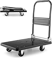 Vista 35 de Goplus Carro plegable de la plataforma 330LBS Rolling Flatbed Cart Hand Platform Truck Push Dolly para cargar