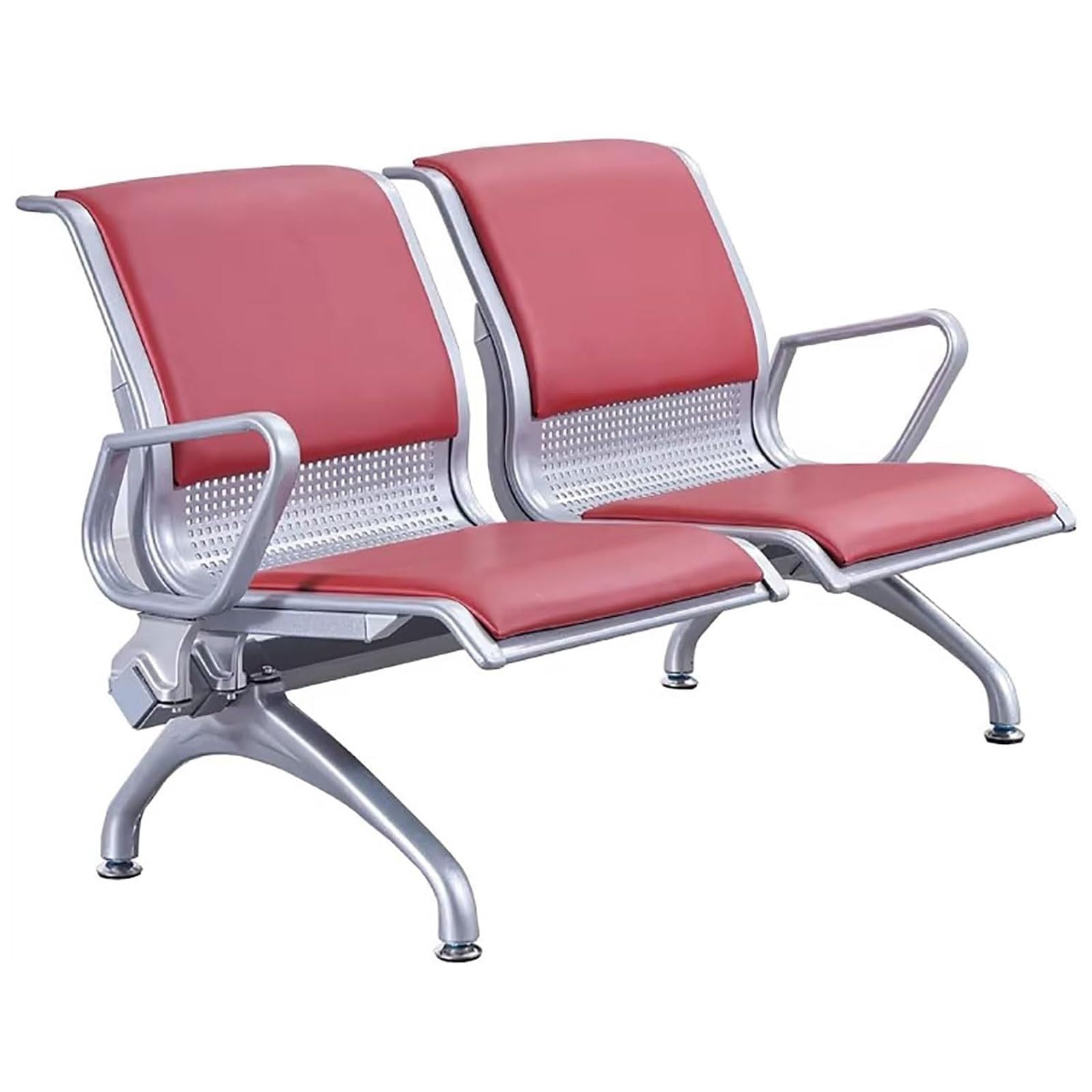 ASerZenith 2 Seat Waiting Room Chairs With Arms And Pu Padded Backrest, Lobby Reception Chairs For Office Airports Bank Hospital,Red