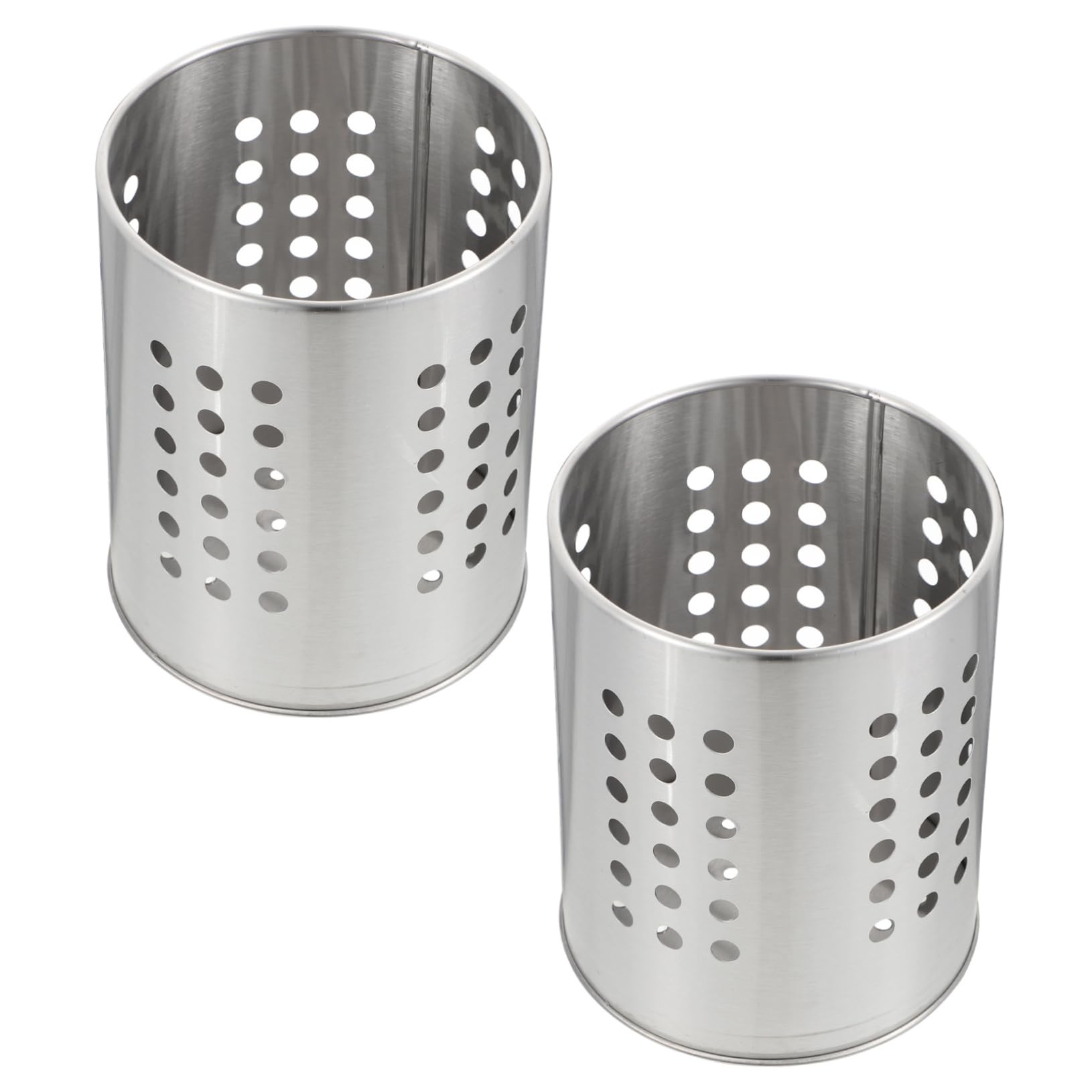 Amosfun 2Pcs Stainless Steel Draining Storage Container for Cutlery Knives Forks and Chopsticks Thickened Design Holder for Kitchen Utensils Easy to Clean and Ventilated