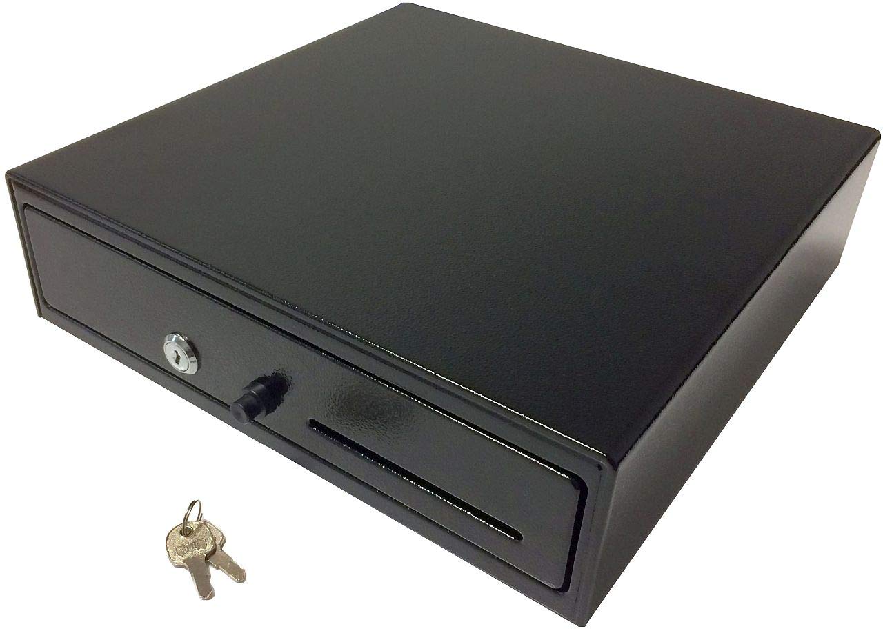 ACROPAQ Cassetto cassa - Apertura manuale a spinta, Cassetto per contanti 33 x 33 cm, Anche sotto l'armadio - Registratore di cassa, Cassa portasoldi - Nero