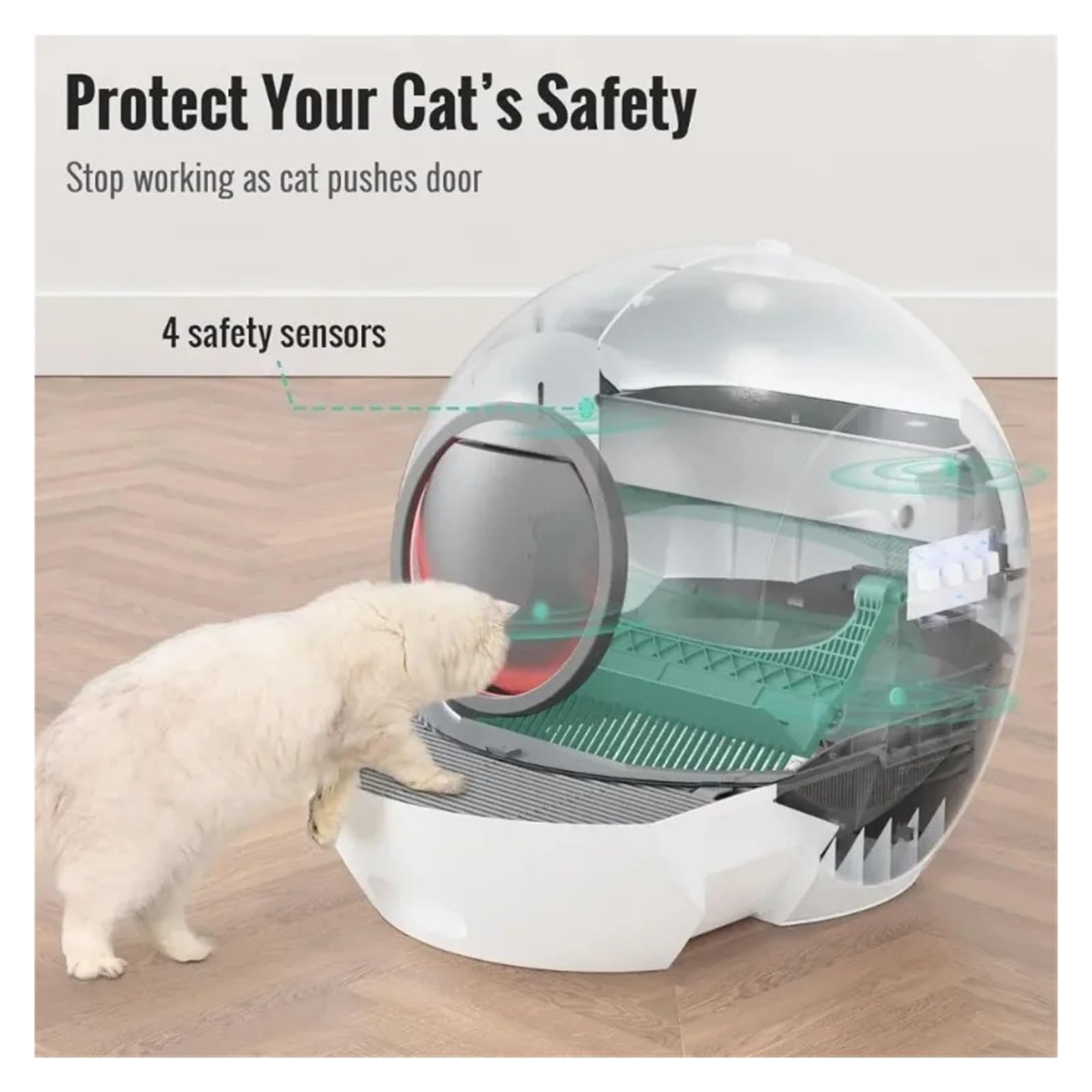 Lettiera Automatica for Gatti da 80 Litri con Promemoria App, for Autopulente Intelligente, Vassoio for Chiuso UV, Prodotti Multifunzionali for Animali Domestici Silenzioso E Pratico