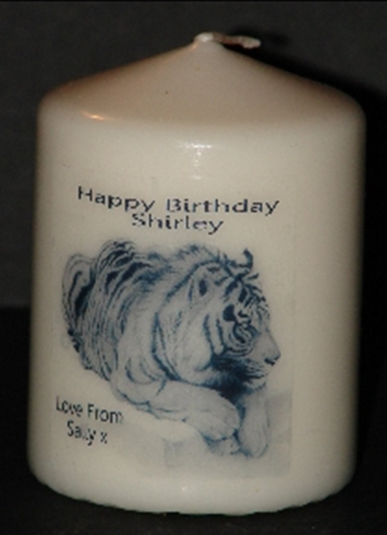 Cellini White Personalised Candle Card Gift, Black & Tiger Image, Unique Keepsake Present