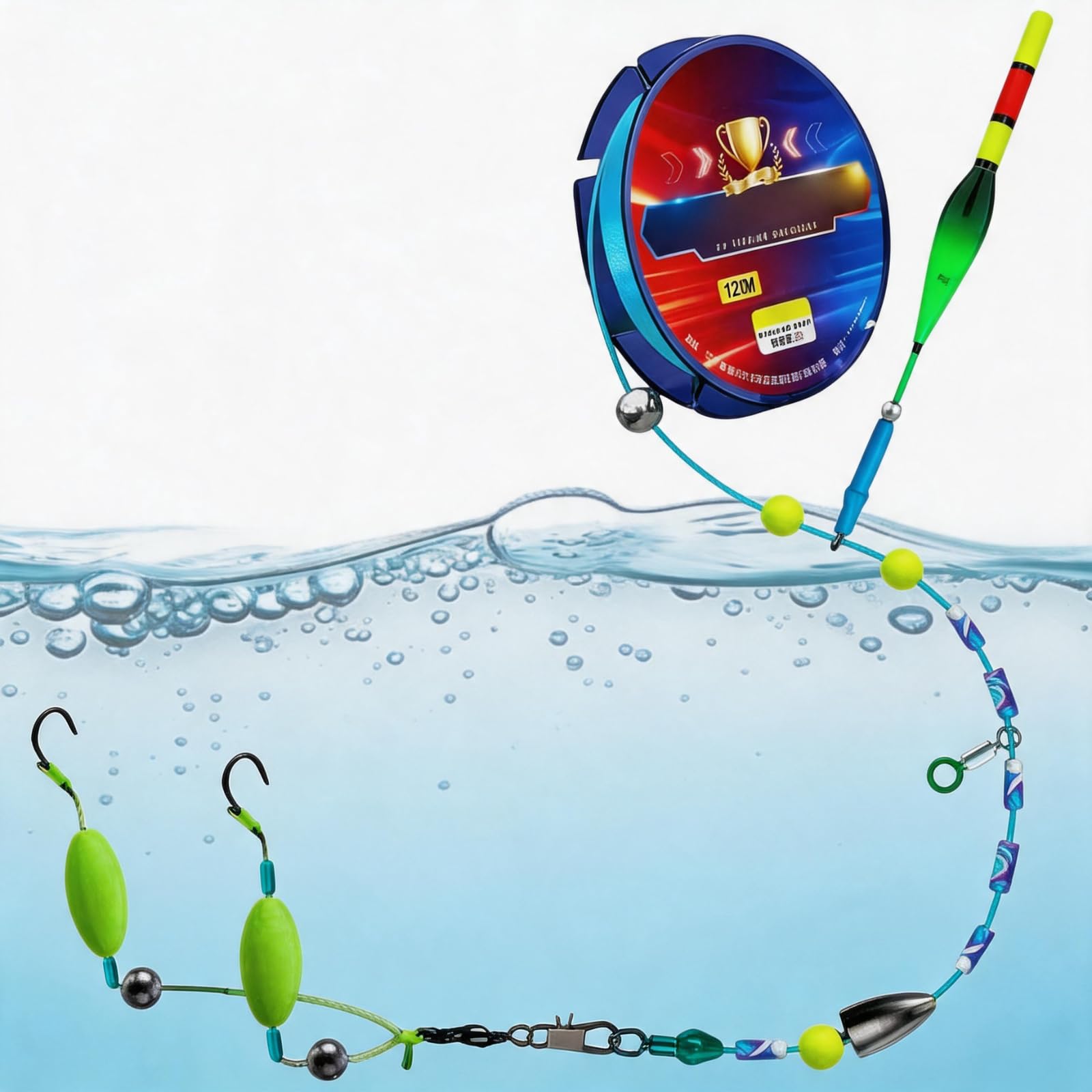 Automatic Bobber Fishing Line Set, 120M Pre-Tied Fishing Line Set with Automatic Bobber, Ready to Use Slip Bobber Line Group with Color Changing Float, for Freshwater & Saltwater Fishing (3, Pounds)