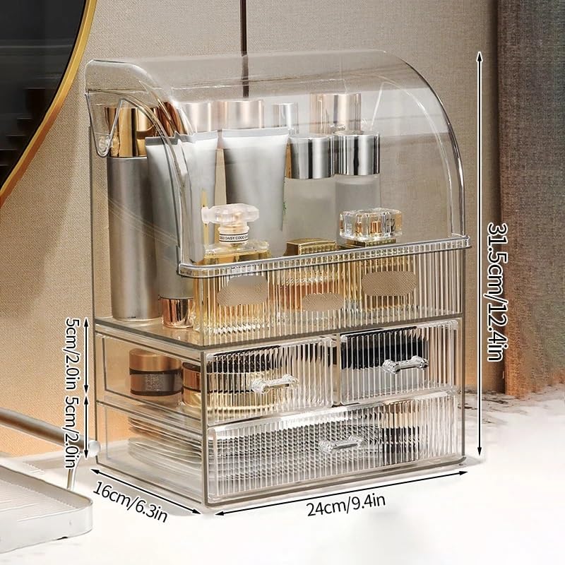 Organizador De Maquillaje Caja organizadora de Maquillaje con Tapa, Organizador cosméticos, Caja Almacenamiento Transparente Gran Capacidad, cajón for