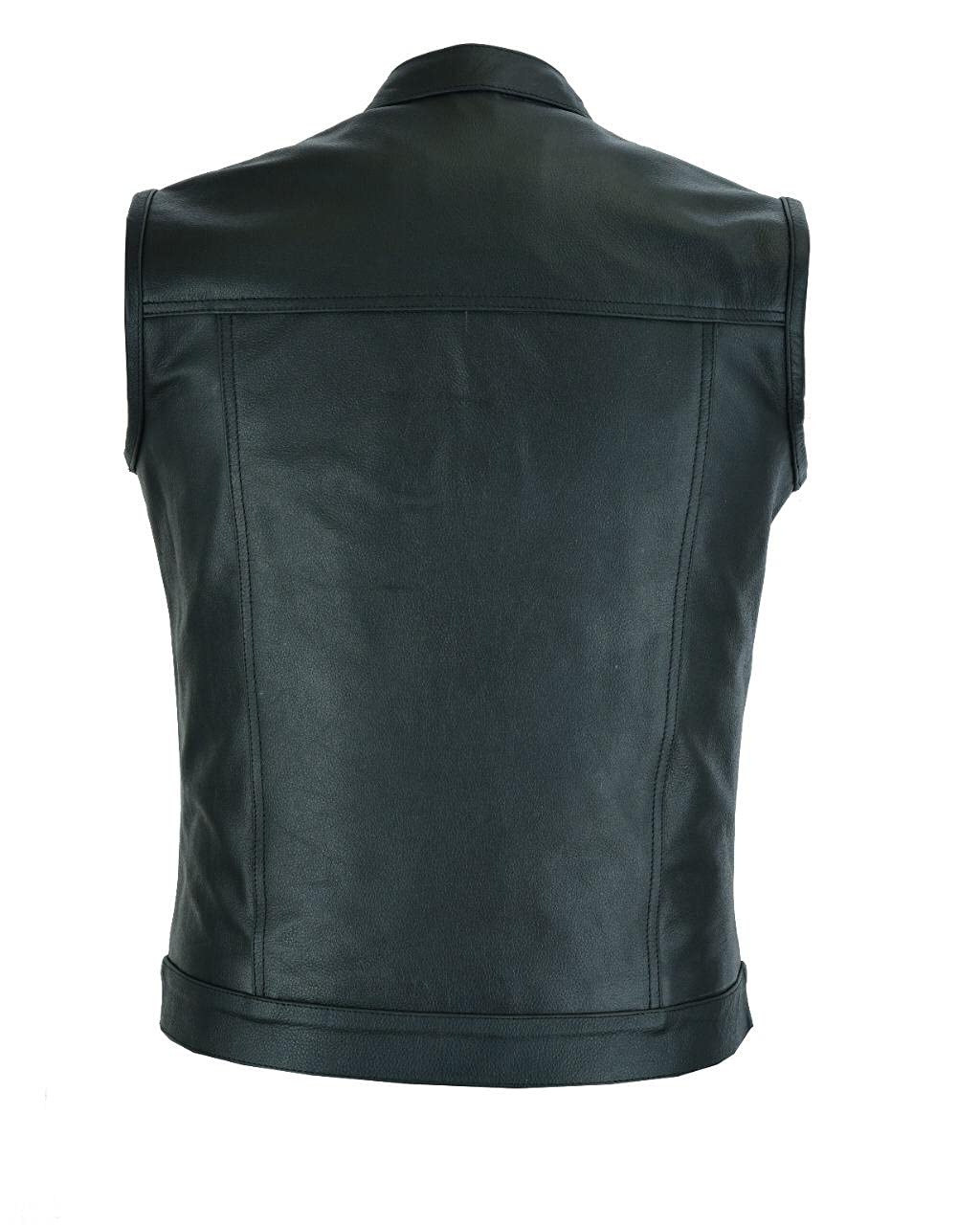 RAXUS Gilet Uomo Pelle Moto Gilet in Vera Pelle Nera K-10