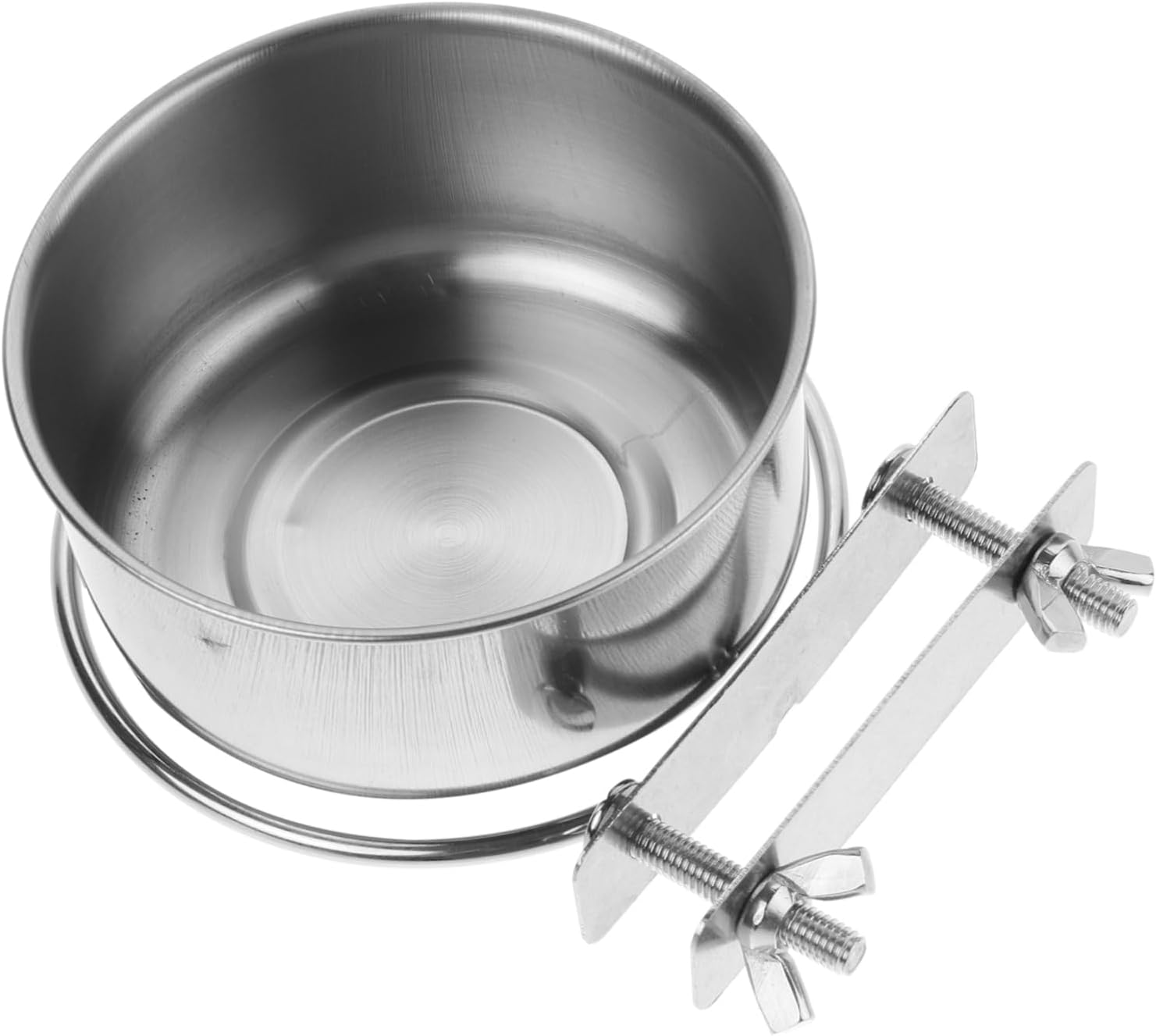 Hanging Pet Bowl for Canine Cats Stainless Metal Non Spill Feeder with Twin Screw Holder House Saving Wall Mounted Design Dishwasher Protected for Small Pets Crates