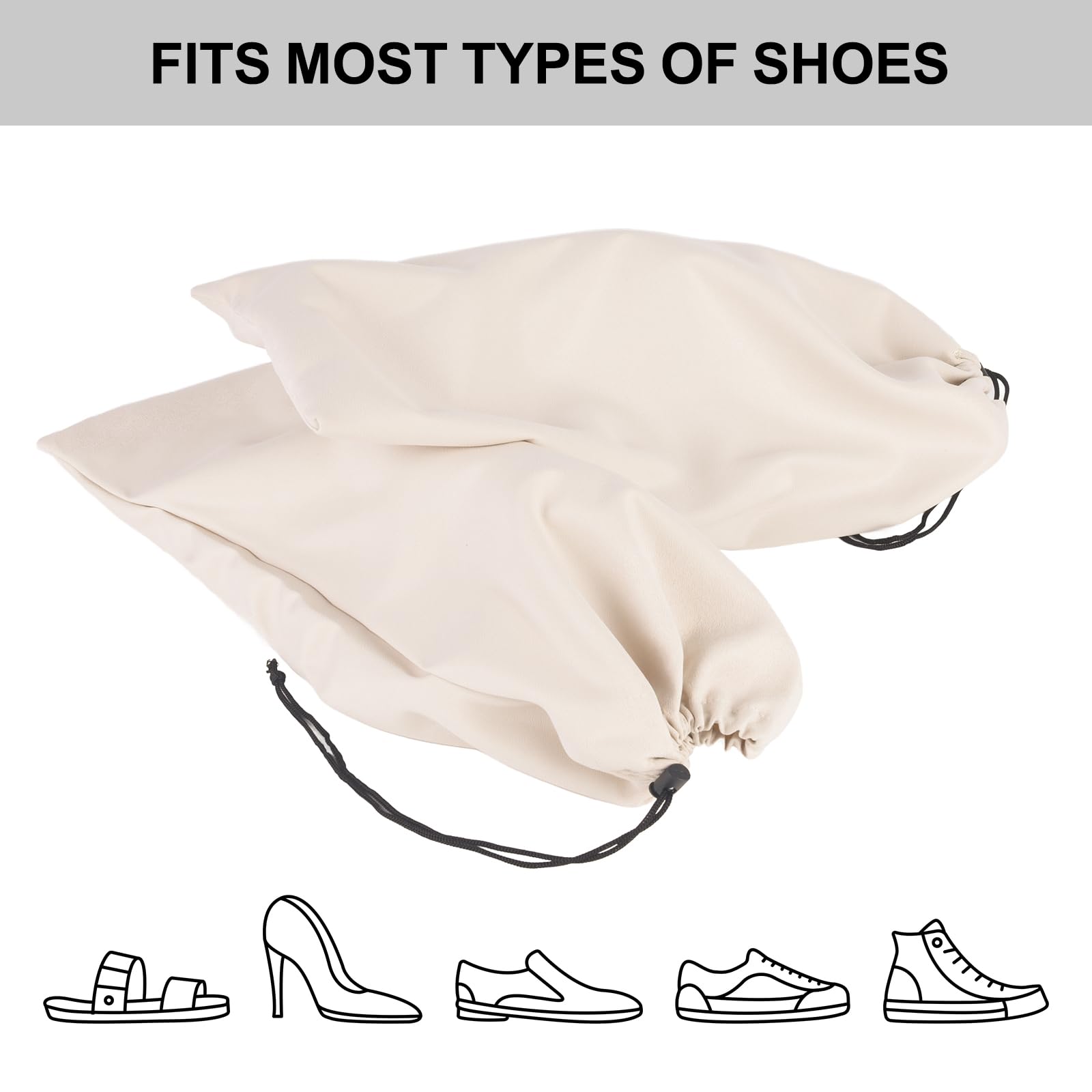 LAKE OF FIRE 8-teilige Flanell-Schuhbeutel für Reisen – 45,7 x 22,9 cm Packtaschen für Koffer, Schuhe, Beige, Tragbar, leicht