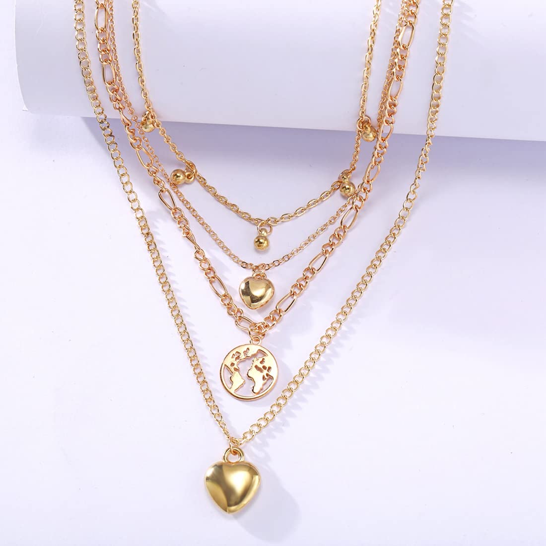 Gold-Plated Layered Necklace-Set Of 2
