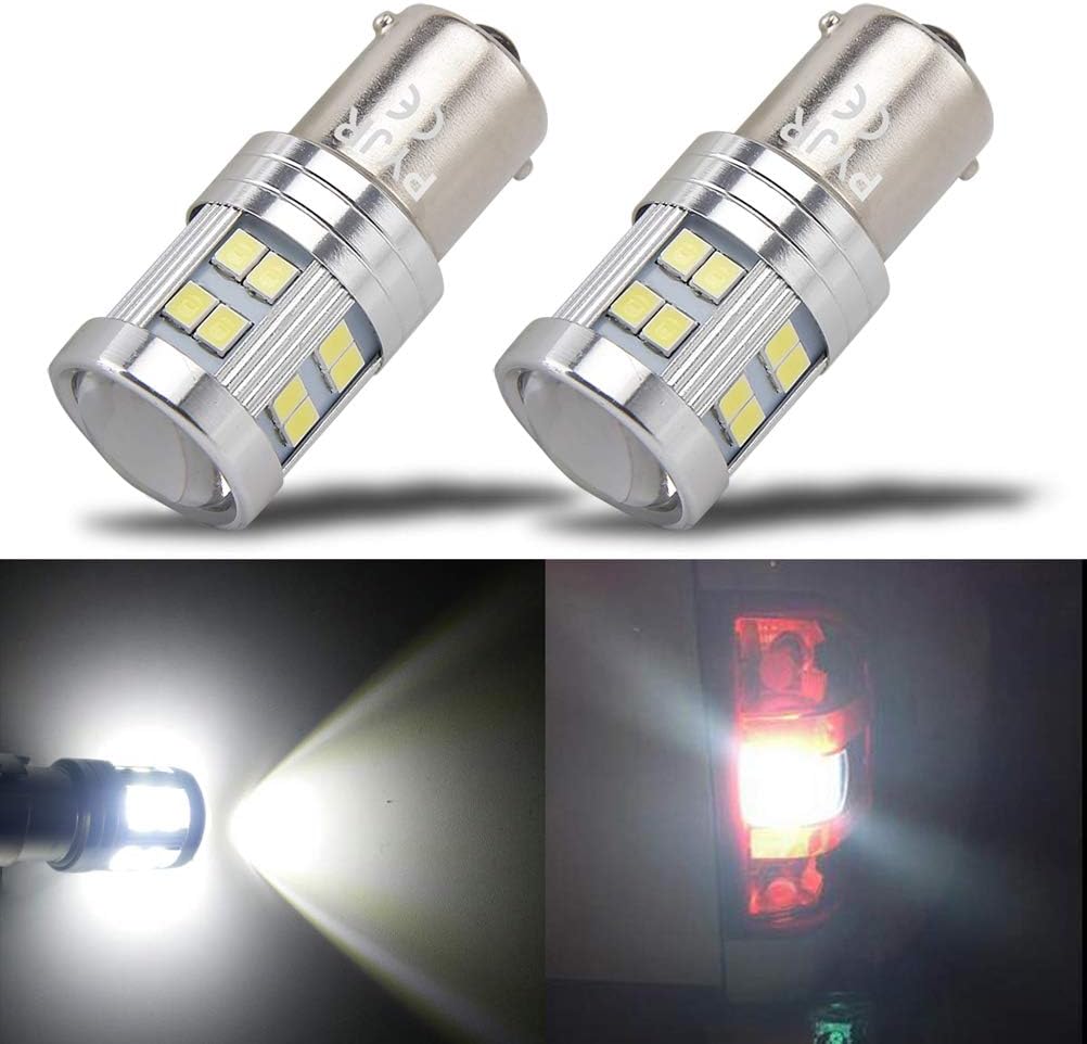 P21w 1156 Ba15s Led Bulb Super Bright White 6000K, with Projector 6W DC10-30V For Backup, Reverse Lights, Stop Drl Lights, Turn Signal Light, Rv Lights (Pack Of 2)