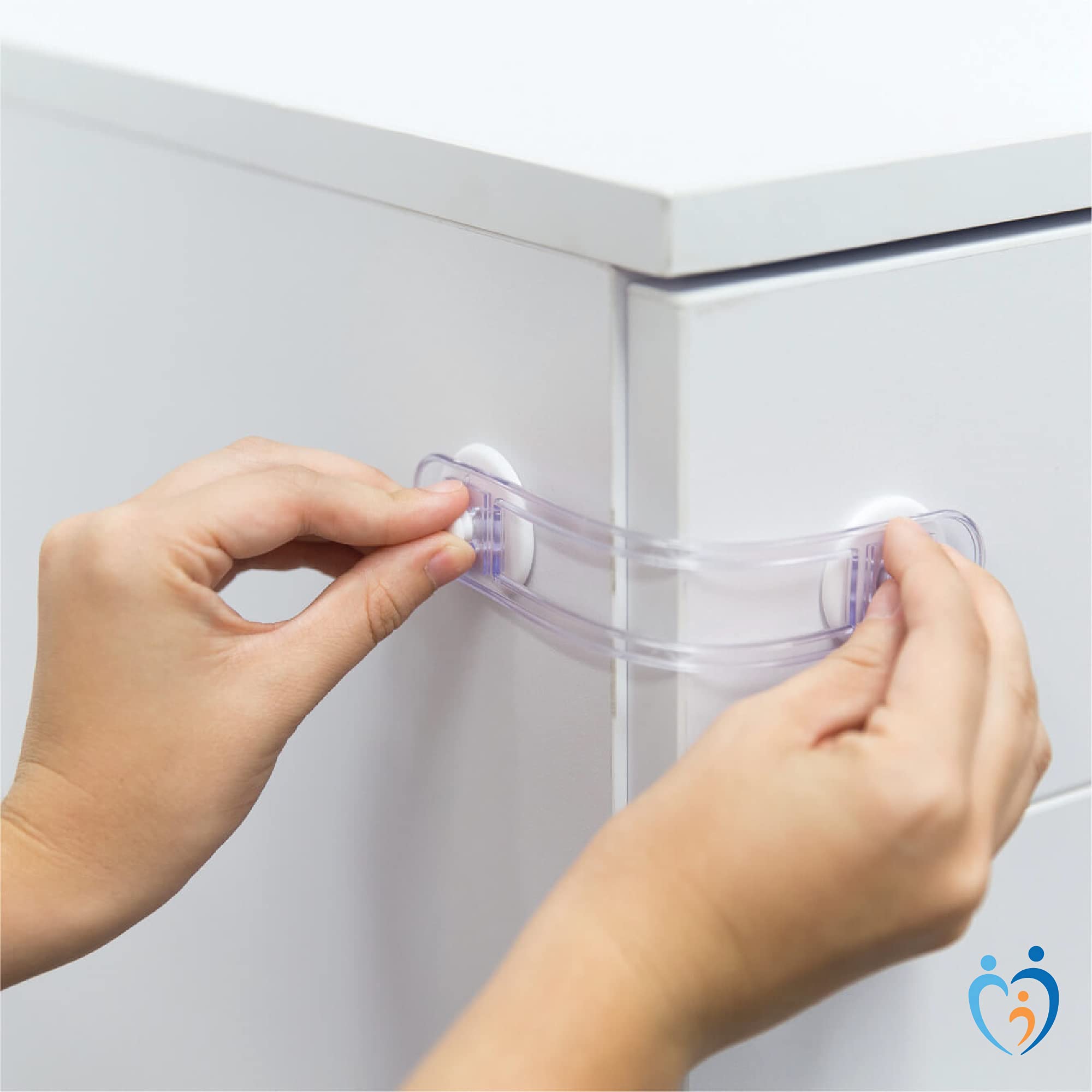 Perma - Cerraduras de seguridad adhesivas para bebés y niños, 20 unidades, transparente/blanco