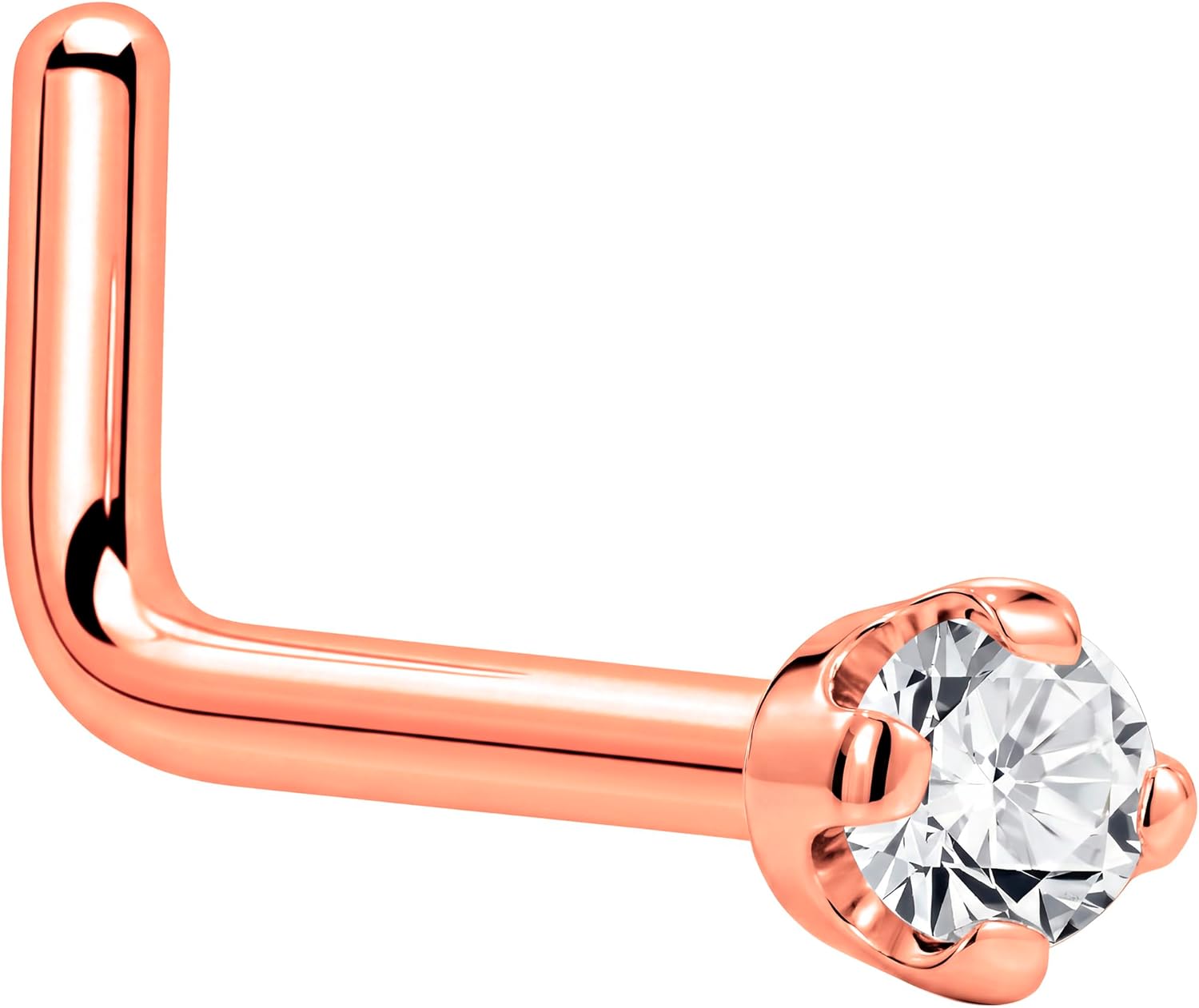 Body Candy 14k Gold Diamond Nose Ring Nose Stud with 2mm (0.030 cttw) Genuine Diamond - Handmade in USA by Master Jeweler - Hypoallergenic Piercing Jewelry