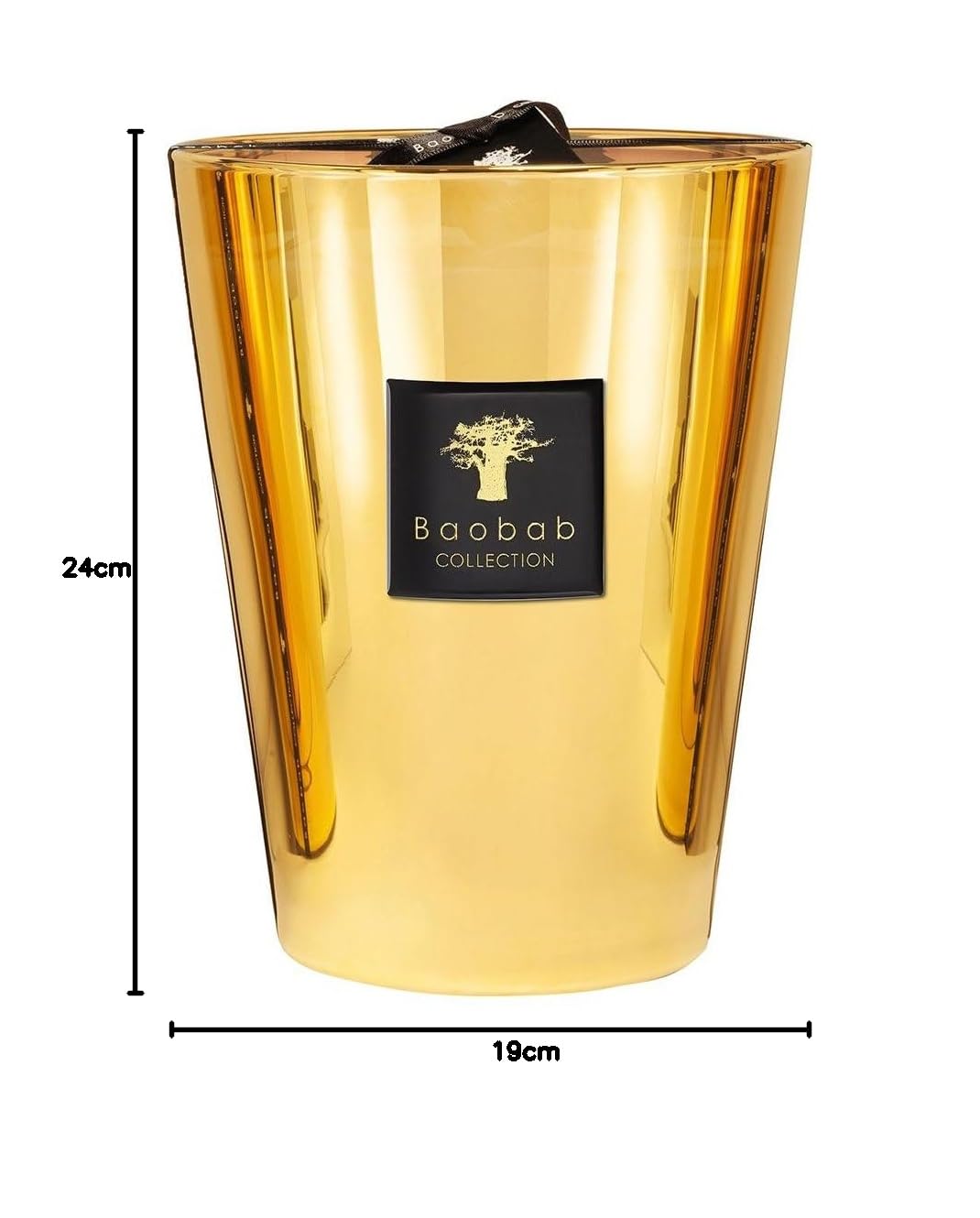 Baobab Velas de cristal, color dorado, 24 x 10 cm