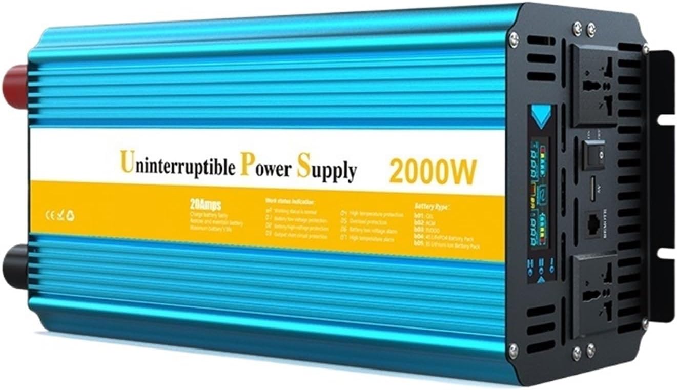 1000W/2000W/3000W UPS Backup Battery Charger Pure Sine Wave Inverter 12V 24V DC to 220V 230V Car Power Converter(1000W,12V_220-240V 60HZ)