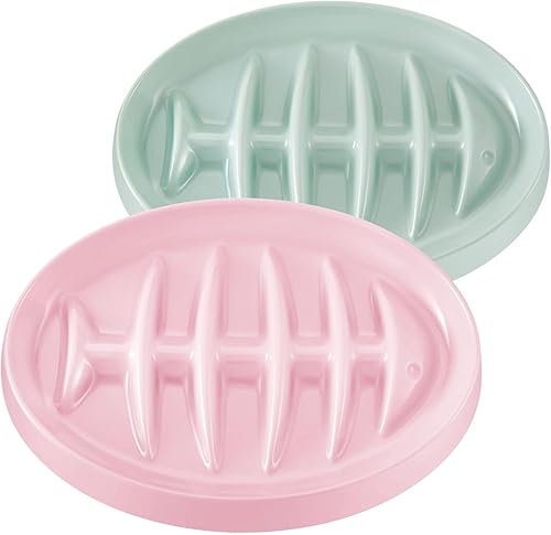 Maitys Paquete de 2 tazones de alimentación lenta para gatos, plato de alimentación lenta para gatos, espina de pescado, alimentador lento para