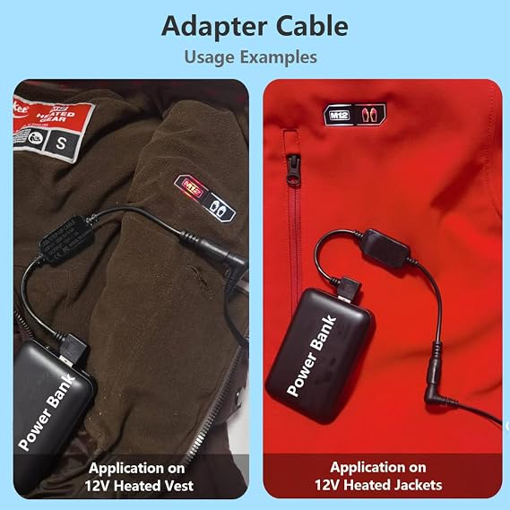 HUZUM Heated Jacket Adapter Charger USB Voltage Step Up Cable for Metabo, Milwaukee, Dewalt, Makita, Snap-on, Revean, Craftsman,Ryobi, Rigid, AEG(USB Step-Up Cable Only Working for 12V Jackets)