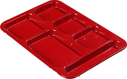 Miniatura 4 de Carlisle FoodService Products Right-Hand 6-Compartment Tray, 10" x 14", Red, (Pack of 24)