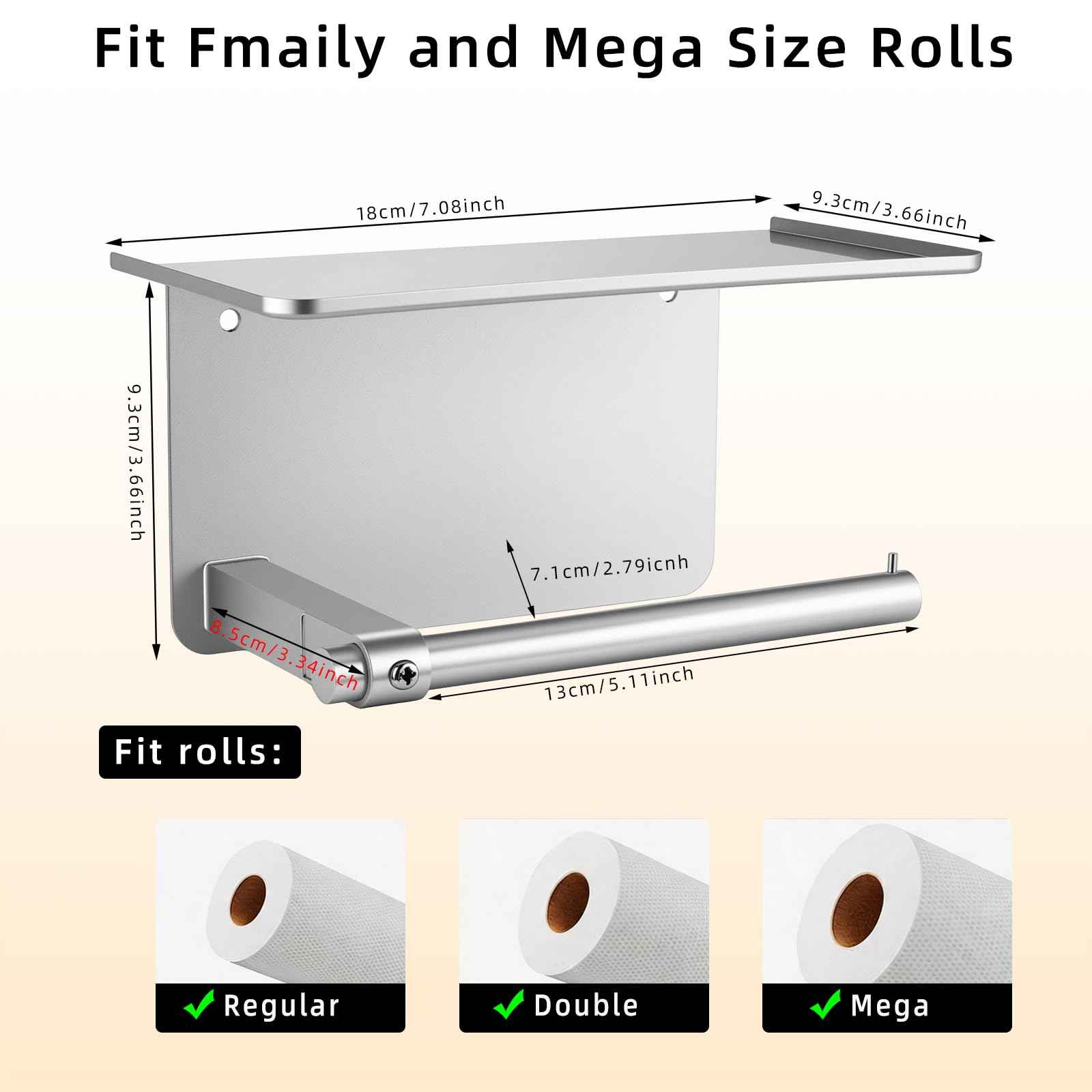 Adhesive Toilet Paper Holder with Shelf Wall Mount Toilet Paper Roller — Amazon image 5