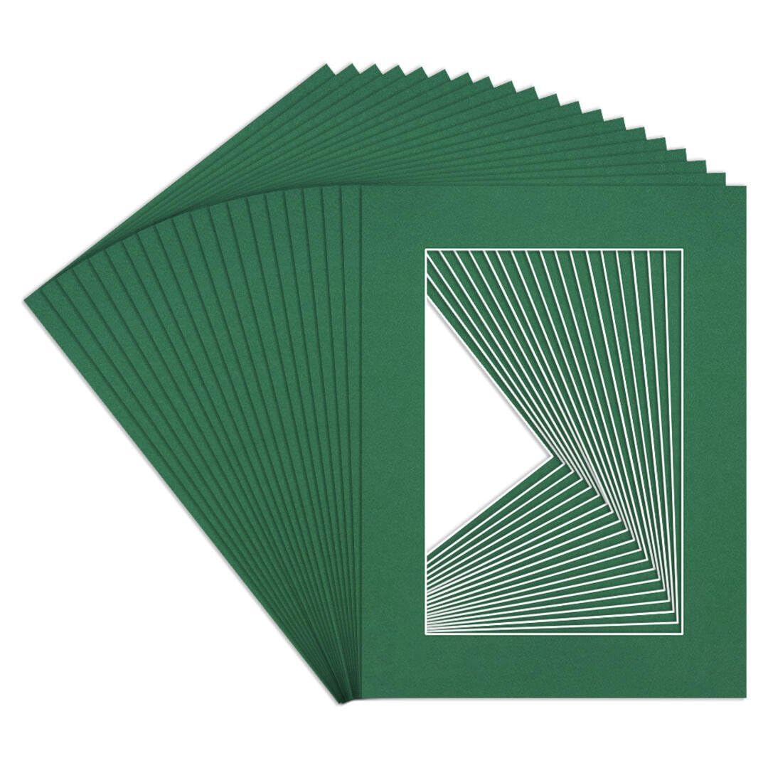 Procut Global 8x6" Emerald Picture Mounts to Fit 6x4" Aperture - Precision Cut Cardboard Photo Mount - Ideal for Frames, Prints, Artwork & Certificates - Sizes & Colours Available - 20 Pack